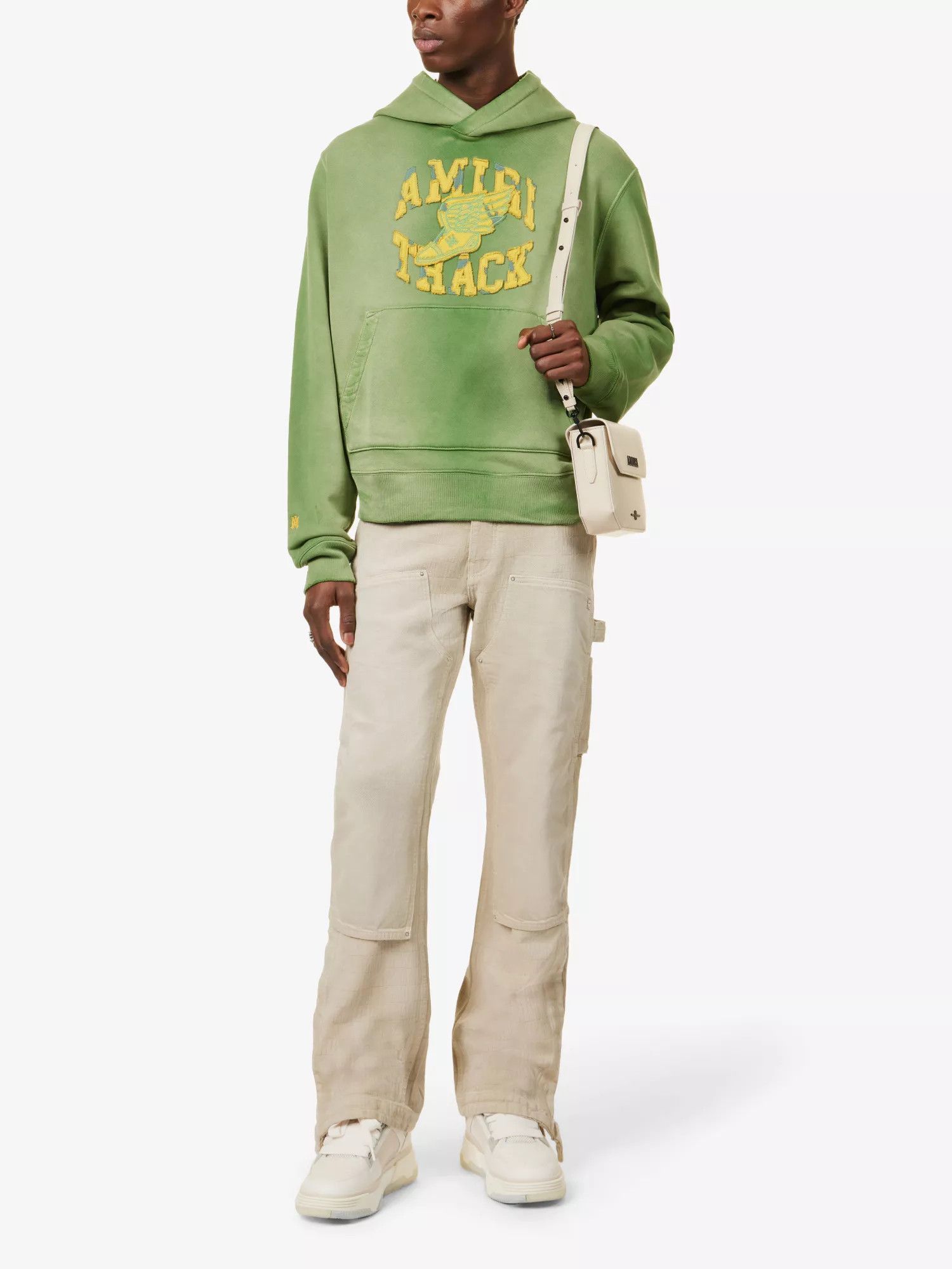 Amiri oc11z0225 Track Logo Hoodie in Green Size US XL / EU 56 / 4 - 2 Thumbnail