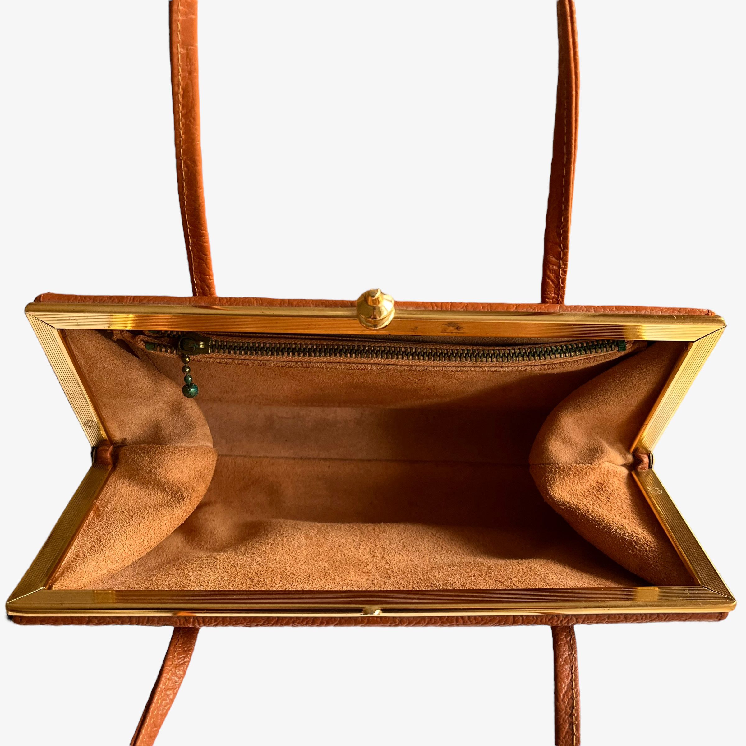 Other Vintage 1950s Freedex Small Orange Leather Frame Bag Size ONE SIZE - 4 Thumbnail