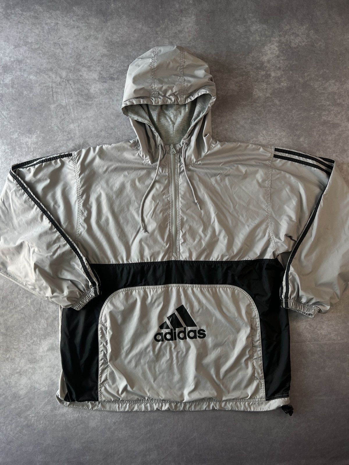 VINTAGE Adidas Windbreaker Jacket Gray Outdoor Sports Zip