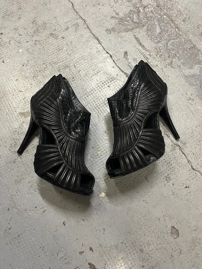 Dior Christian Dior Black Python Leather Heels Size US 8.5 / IT 38.5 - 4 Thumbnail