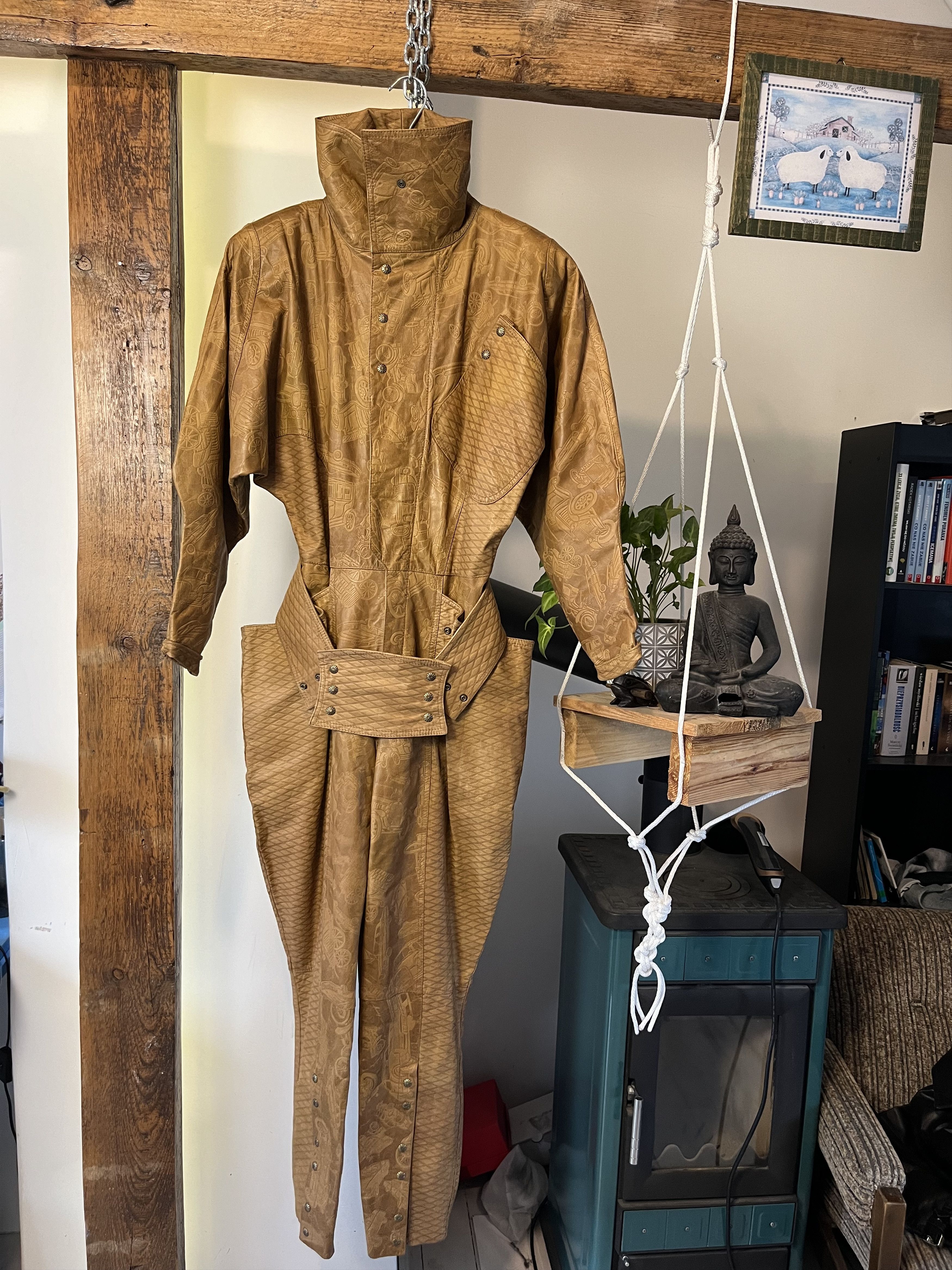 Japanese Brand × Vintage 80s Brazilian Long Lamb Leather Festival Jumpsuits Size US 30 / EU 46 - 3 Thumbnail