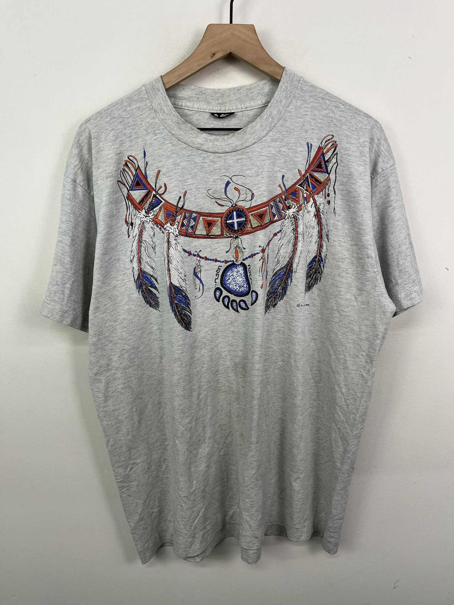 Vintage Vintage 80s Native Necklace Single Stitch Art T Shirt Size XL Size US XL / EU 56 / 4 - 1 Thumbnail