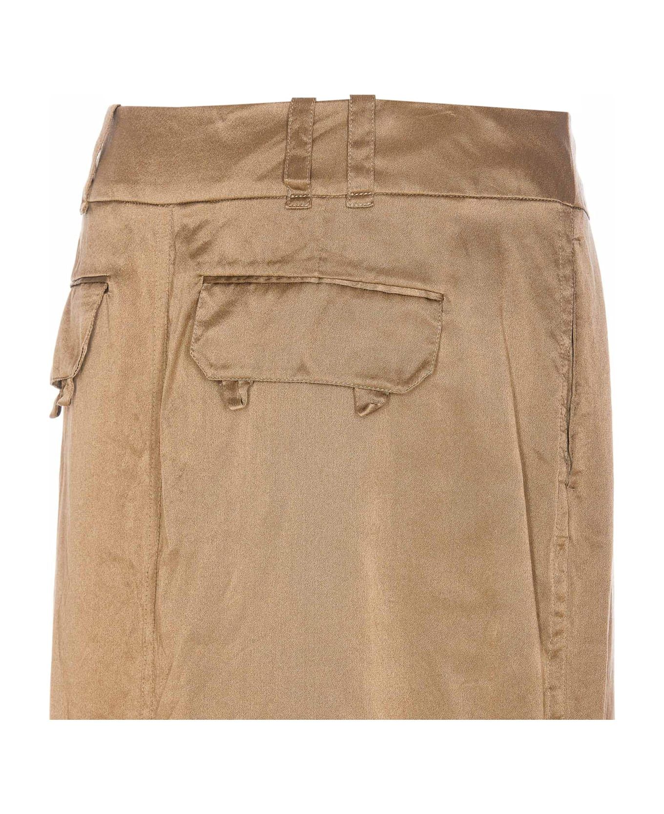 Saint Laurent Paris o1bcso1str0426 Pencil Skirt Silk Crepe De Chine in Beige Size 28" / US 6 / IT 42 - 4 Thumbnail