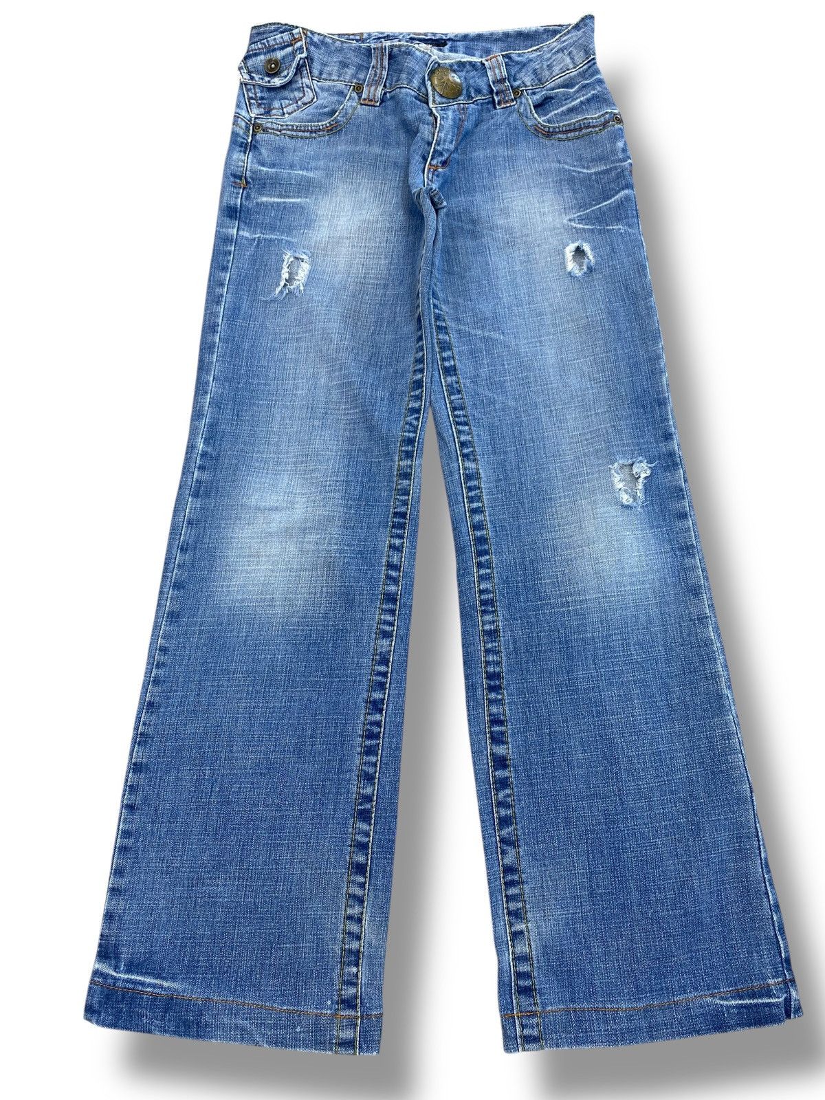 Other Japanese Brand Faded Wash Buckle Back Style Loose Jeans Size US 28 / EU 44 - 1 Thumbnail