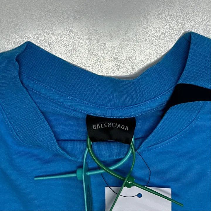 Balenciaga Balenciaga Balenciaga Blue Round Neck TShirt for Men -2507 Size US XL / EU 56 / 4 - 3 Thumbnail