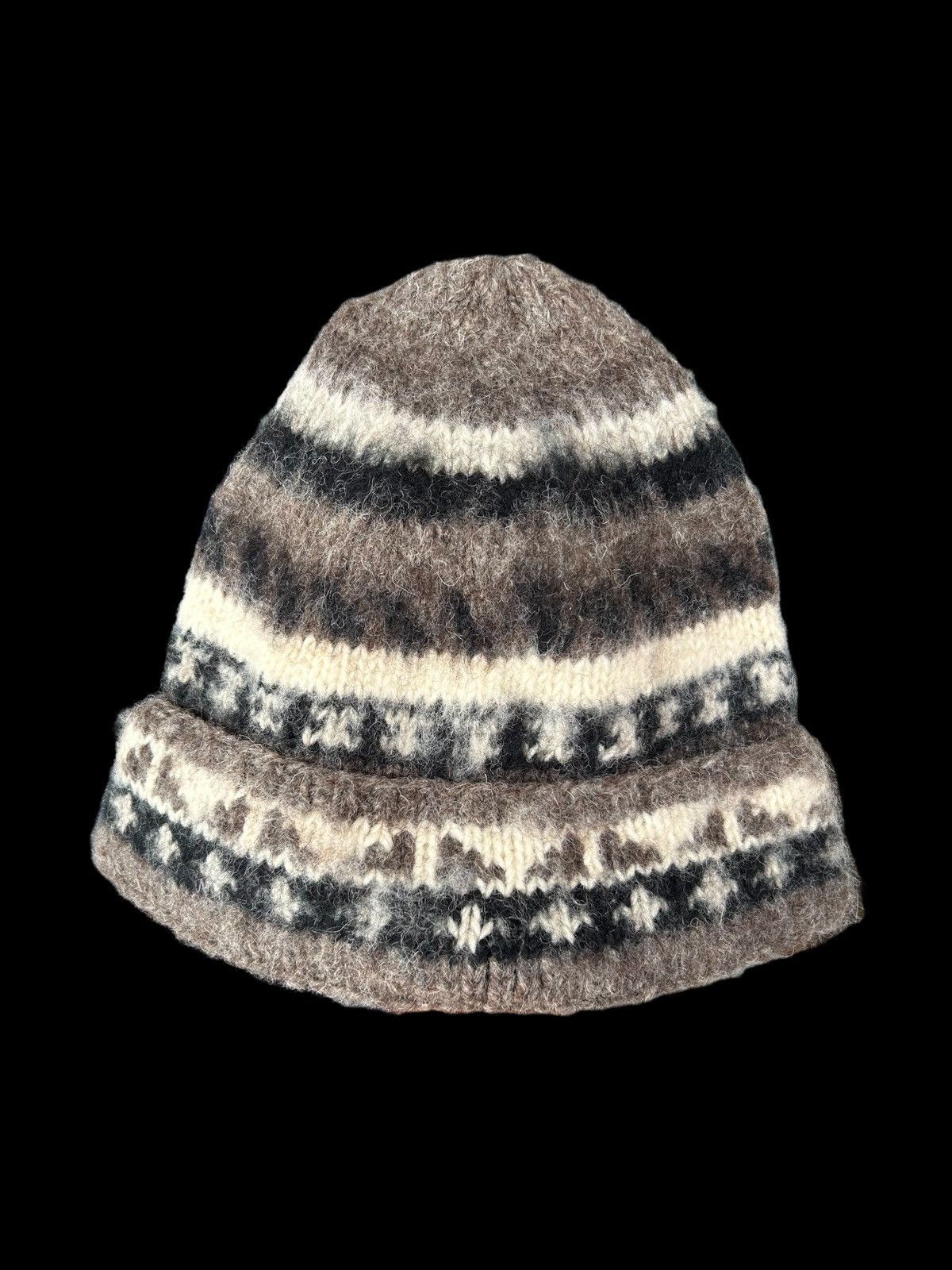 Japanese Brand × Kapital × Vintage Crochet Knitt hairy wool Beanie Hats Rare Design ☠️☠️ Size ONE SIZE - 1 Thumbnail