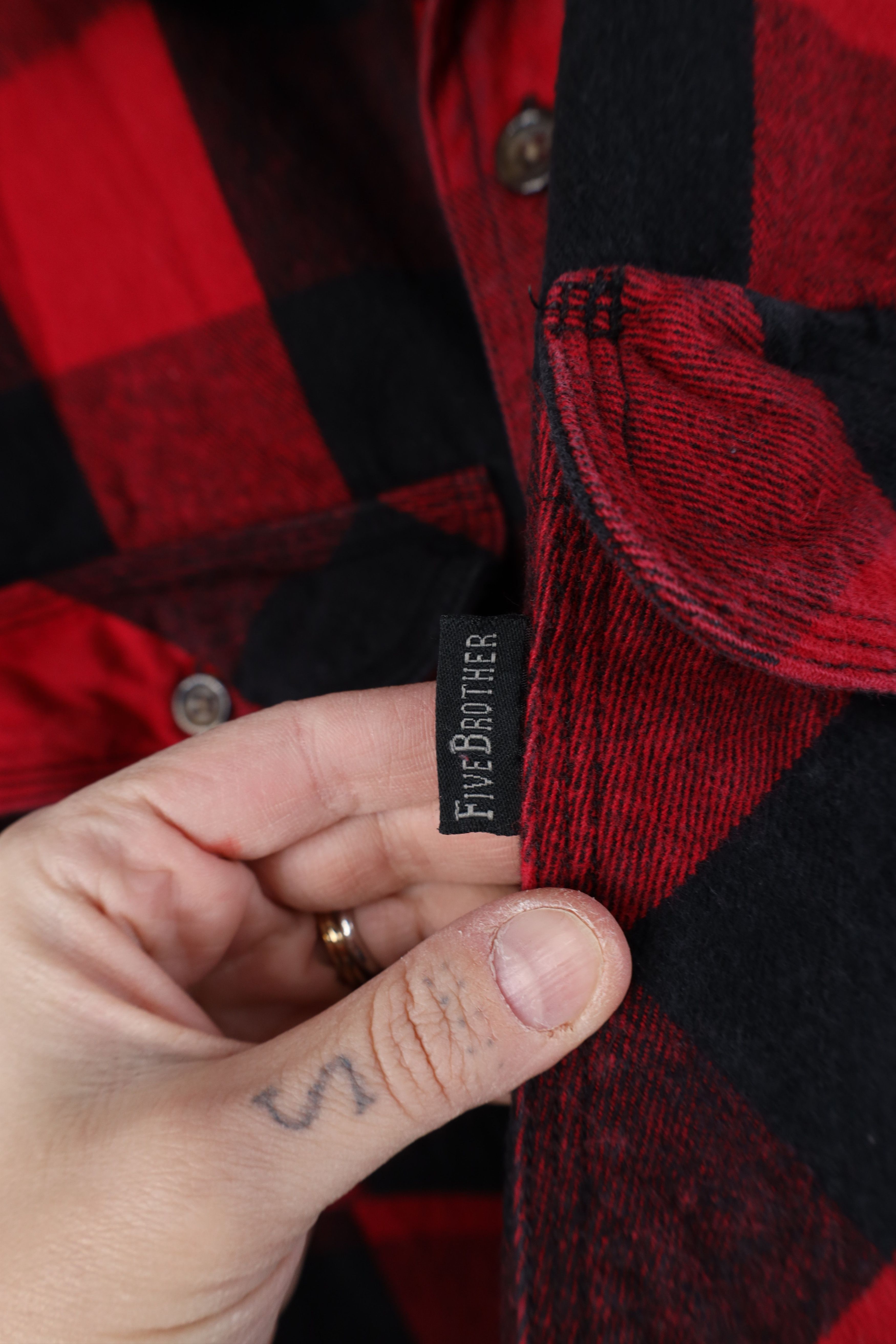 FiveBrother Vintage 90s Five Brother Flannel Button Shirt Red Plaid Size US XXL / EU 58 / 5 - 4 Thumbnail