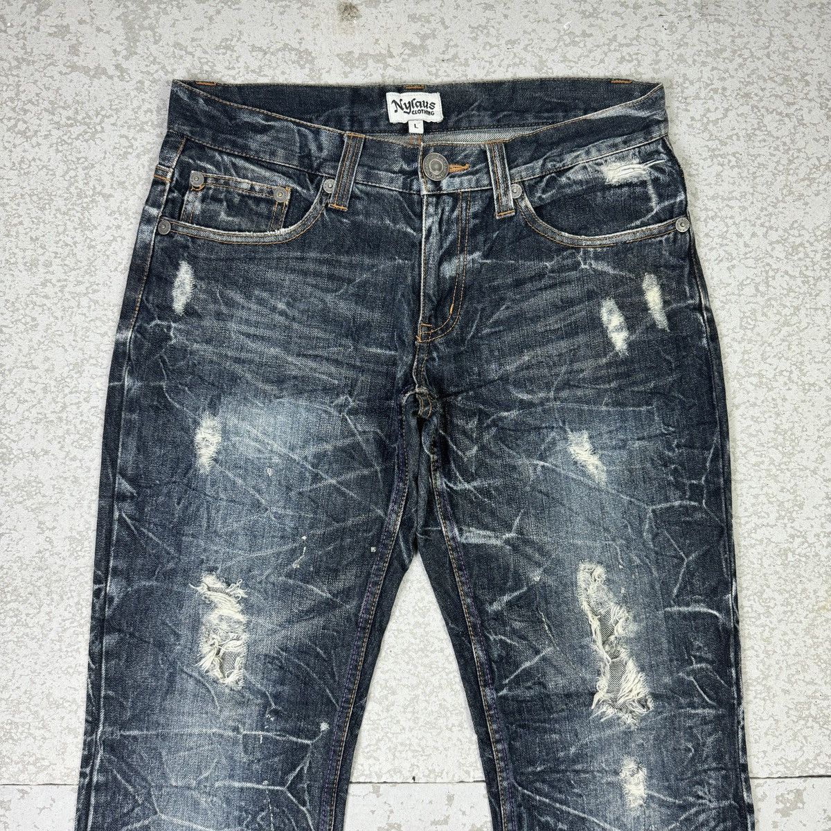 If Six Was Nine Flare - 2000s Distressed Nylaus Jeans Size US 31 - 3 Thumbnail