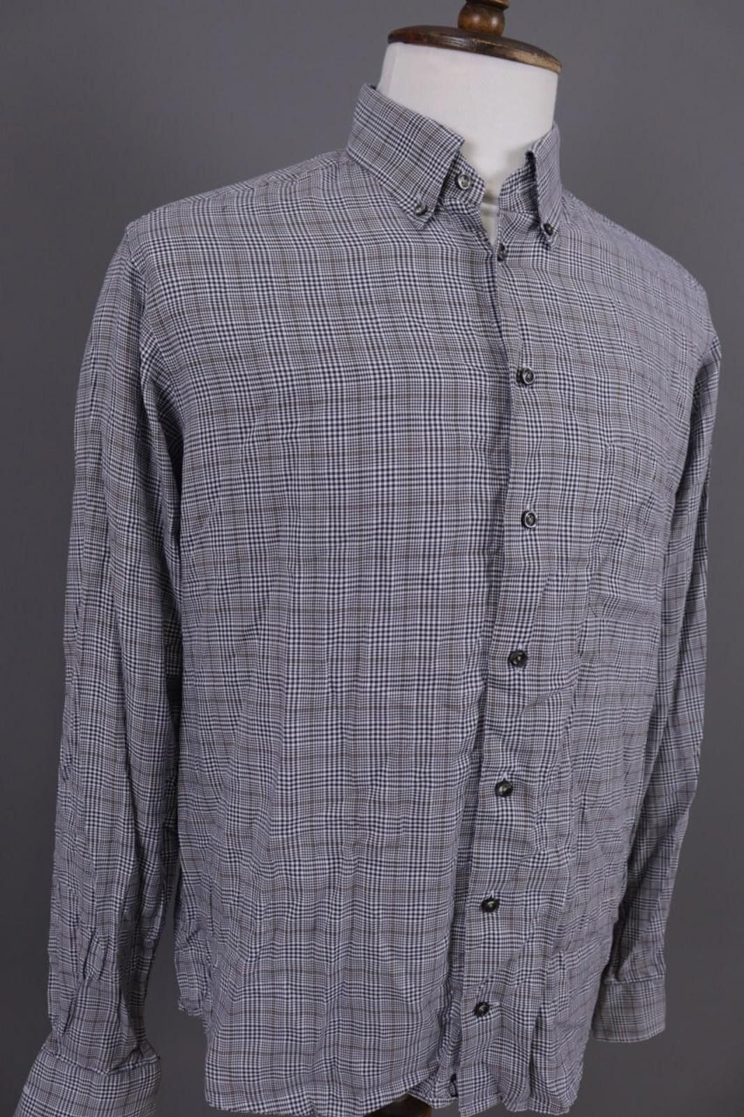 Eton Eton Slim Fit Gray Check Dress Shirt Size 43 / 17 / XL Size US XL / EU 56 / 4 - 6 Thumbnail