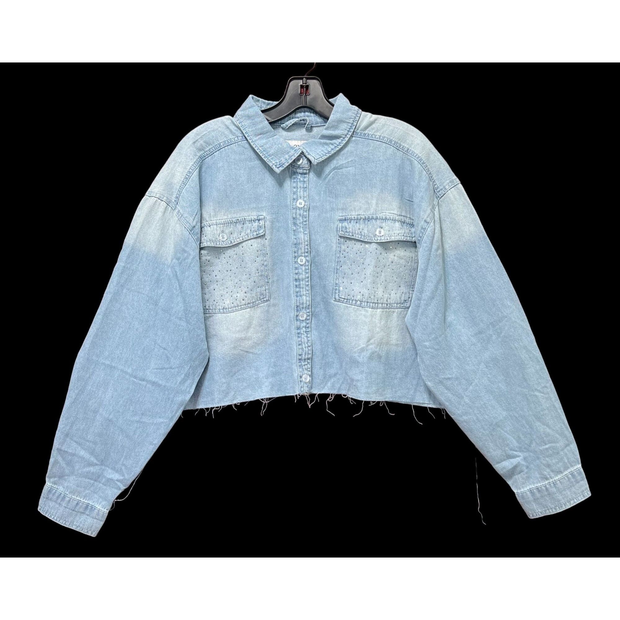 rue21 Rue 21 - Women's Chambray Long Sleeve Button Down Shirt With Size XL / US 12-14 / IT 48-50 - 1 Thumbnail