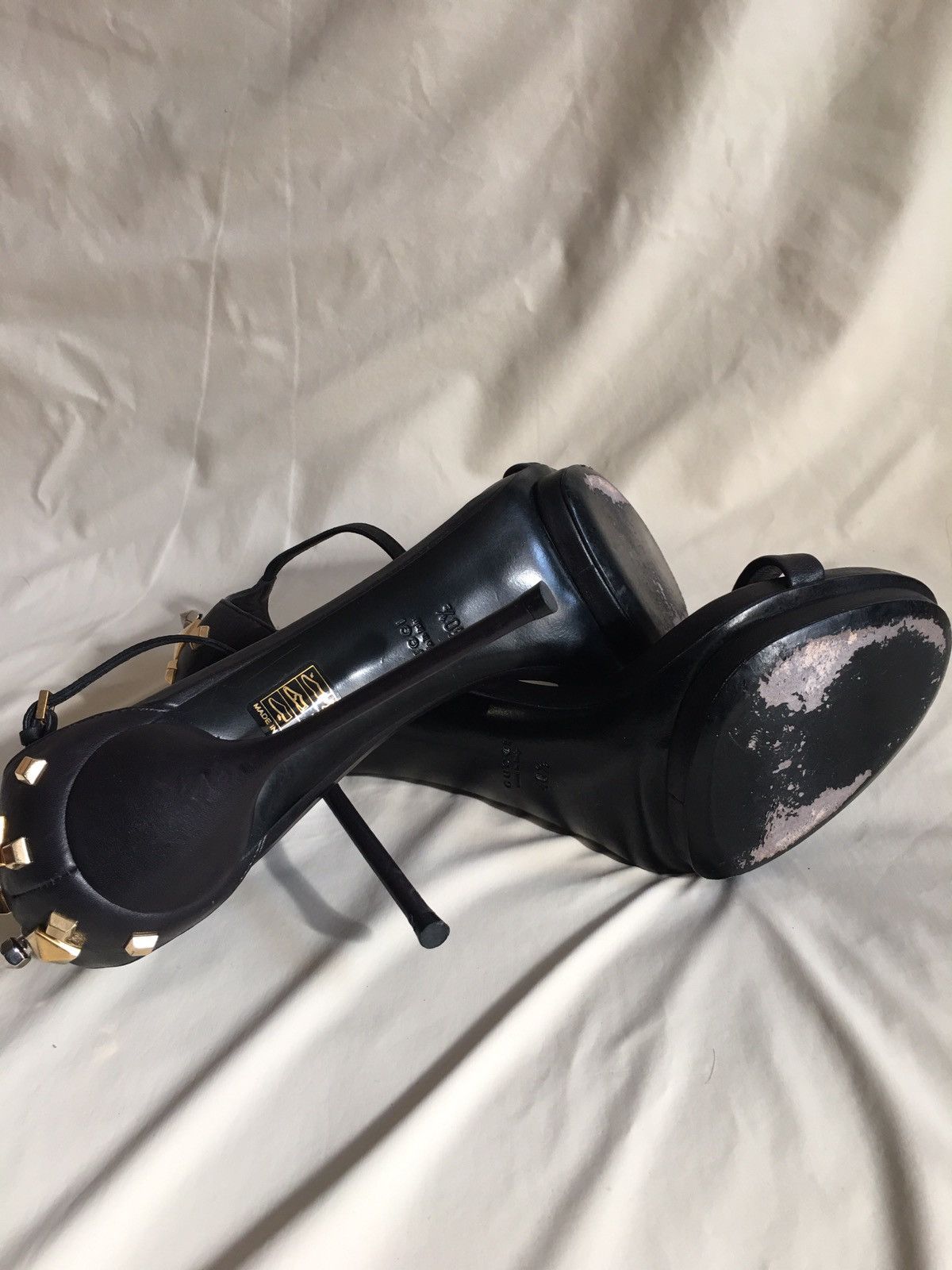 Gucci GUCCI Kinga Black Leather Heels Sandals EU 40.5 Size US 10.5 / IT 40.5 - 16 Thumbnail