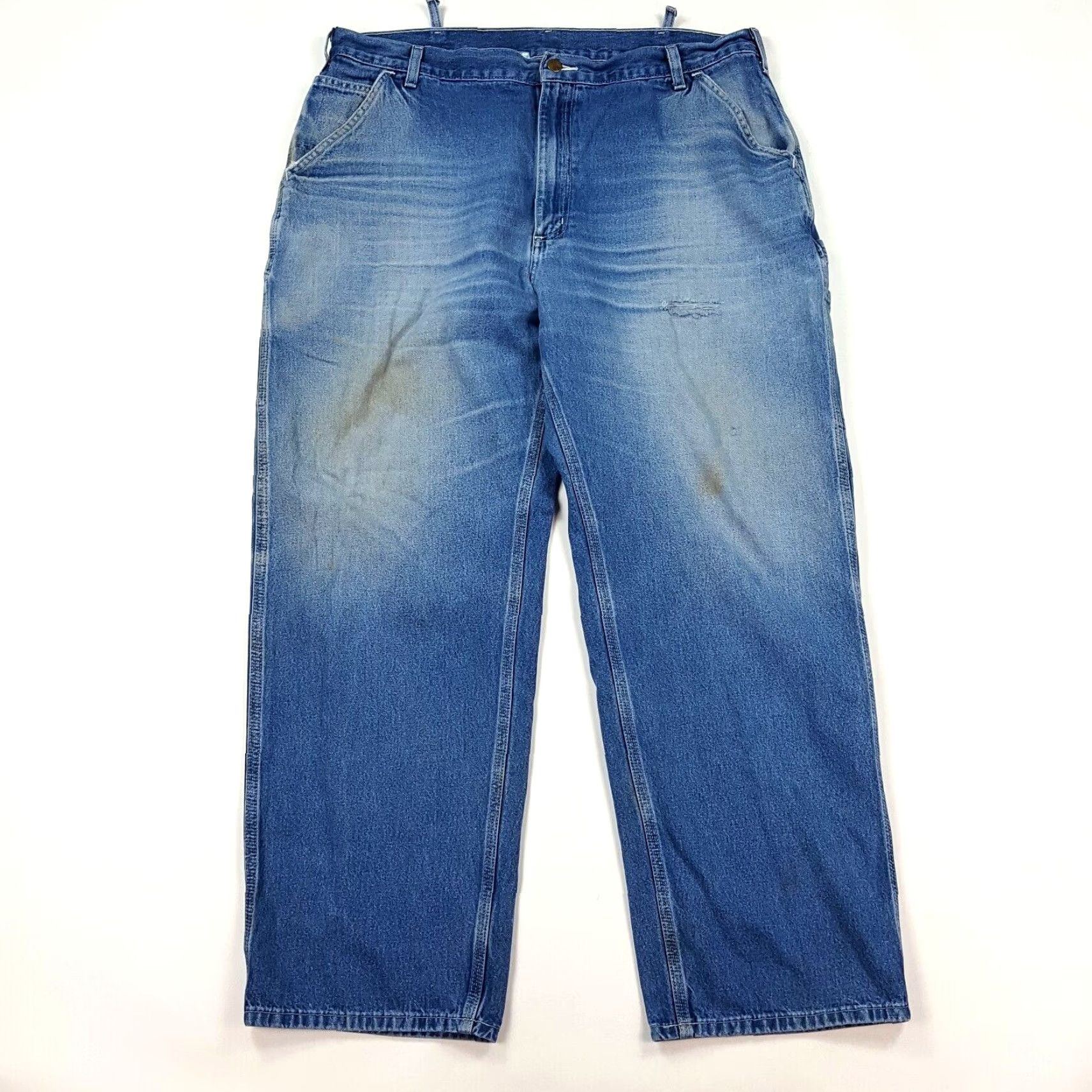 Carhartt VINTAGE Carhartt Jeans Denim 40x32 Blue Distressed Faded Grunge Workwear 90s Mens Carhartt Jeans Size US 40 / EU 56 - 2 Thumbnail