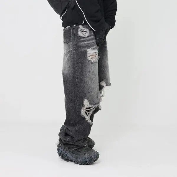 VIBE Baggy Washed Distressed Denim Jeans Size US 32 / EU 48 - 3 Thumbnail