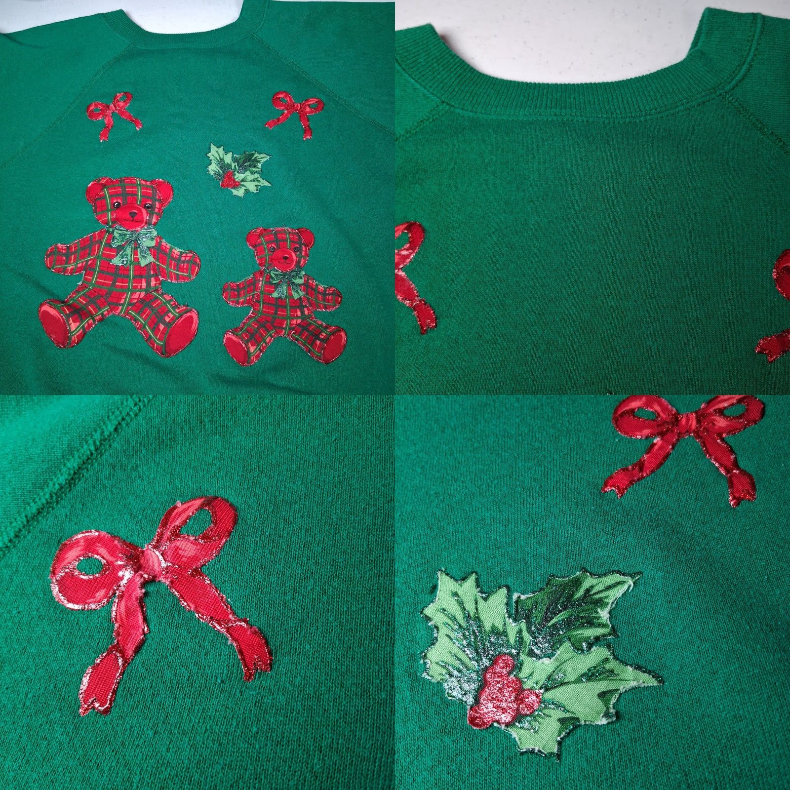 Vintage VINTAGE Hanes Her Way Sweatshirt Shirt Green Raglan Crew Neck XL Grannycore Teddy Bear Plaid Holiday Christmas 80s 90s Mens Womens Girls Boys Size XL / US 12-14 / IT 48-50 - 8 Thumbnail