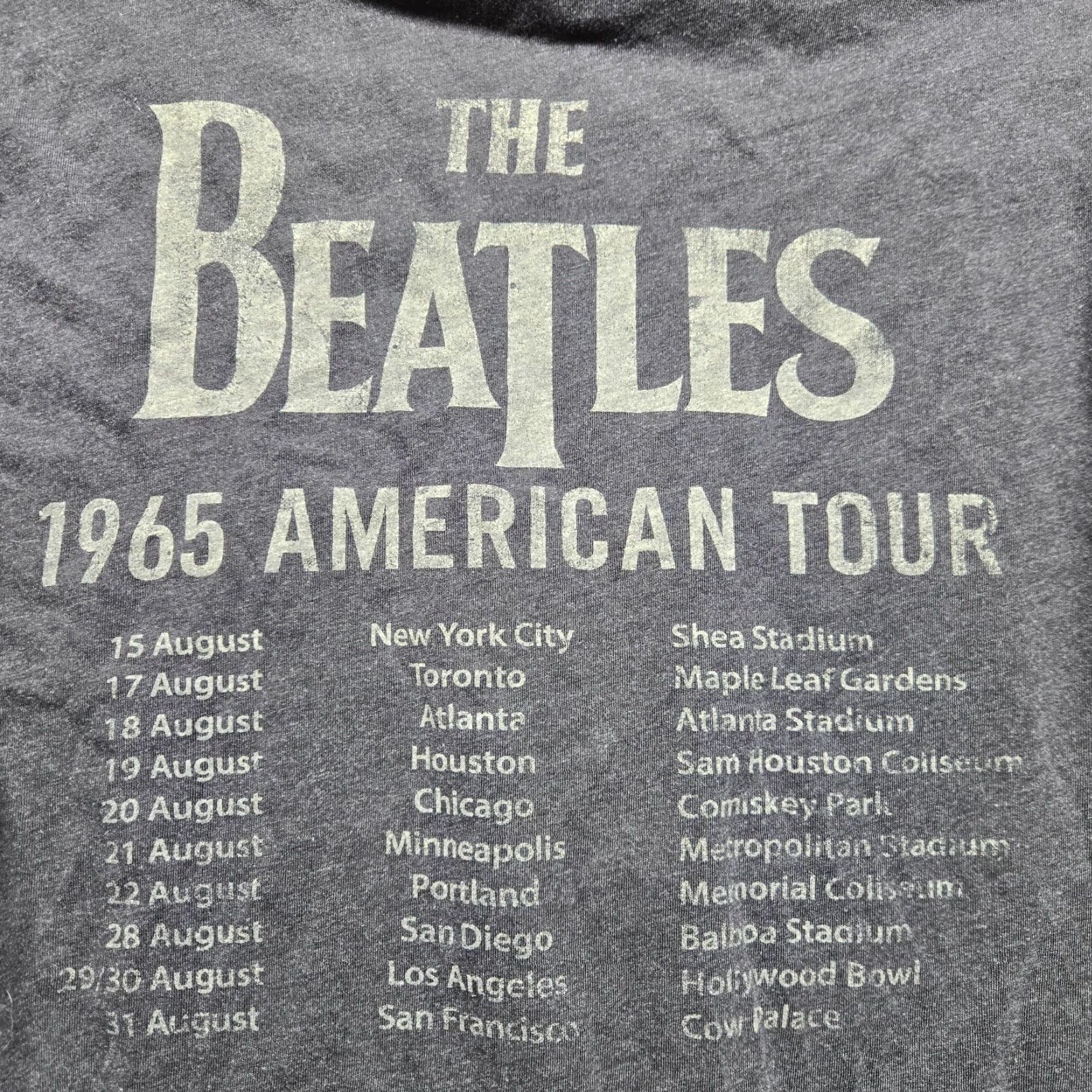 Vintage The Beatles Shirt Mens S Gray Graphic Print Tee Official Tour Dates 1965 Summer Concert Boys Mens Size US S / EU 44-46 / 1 - 2 Thumbnail