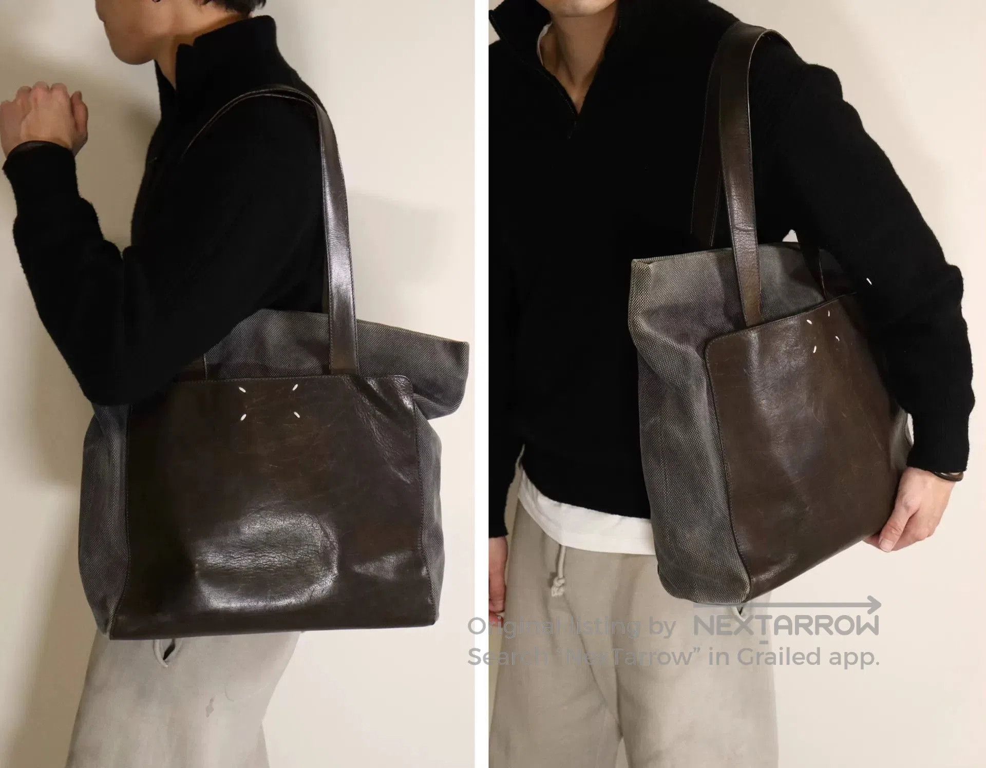 Maison Margiela Maison Margiela Leather and Canvas Tote Bag. Size ONE SIZE - 2 Thumbnail