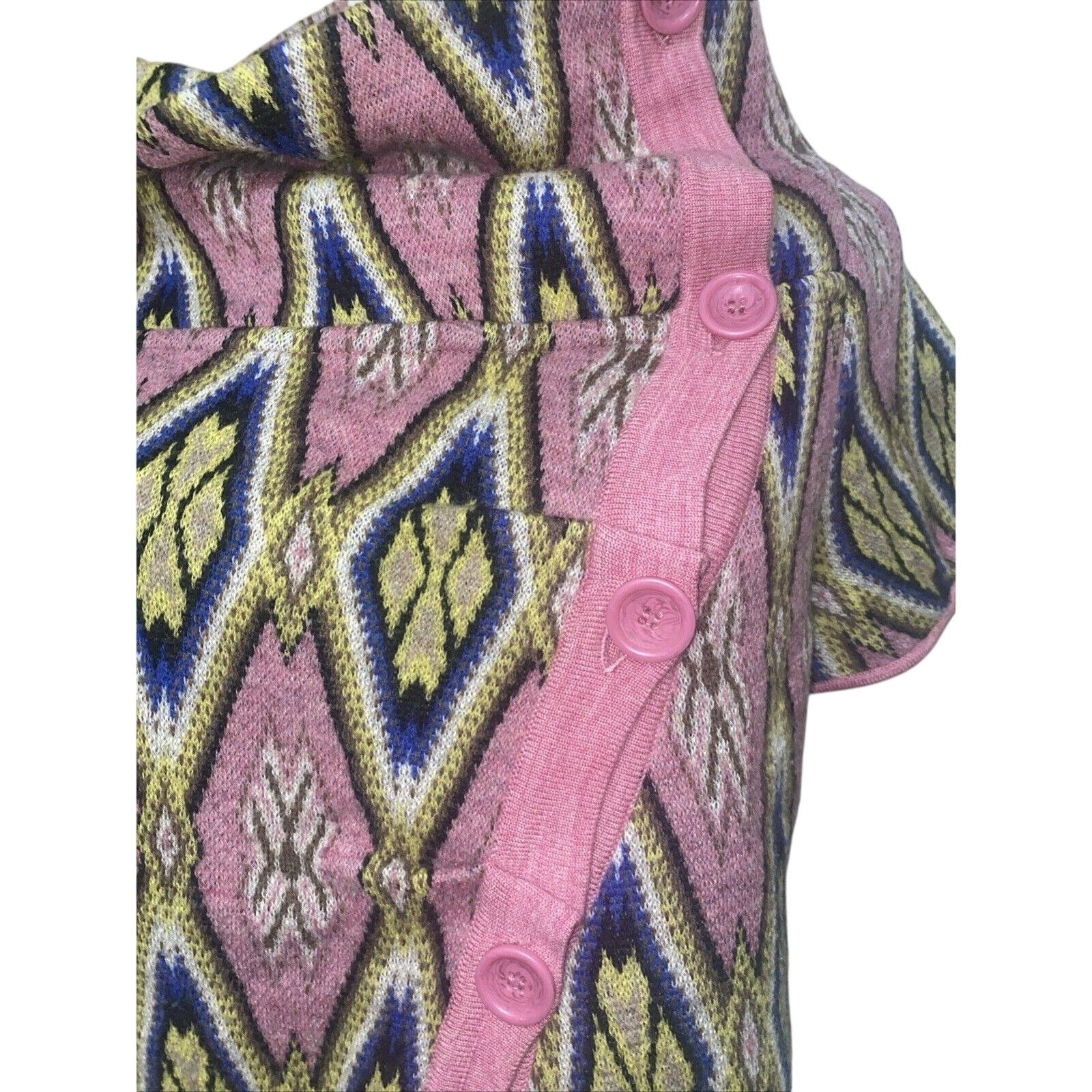 Anthropologie Moth Button Front Funneled Cardigan Short Sleeve Pink Medium Size M / US 6-8 / IT 42-44 - 2 Thumbnail
