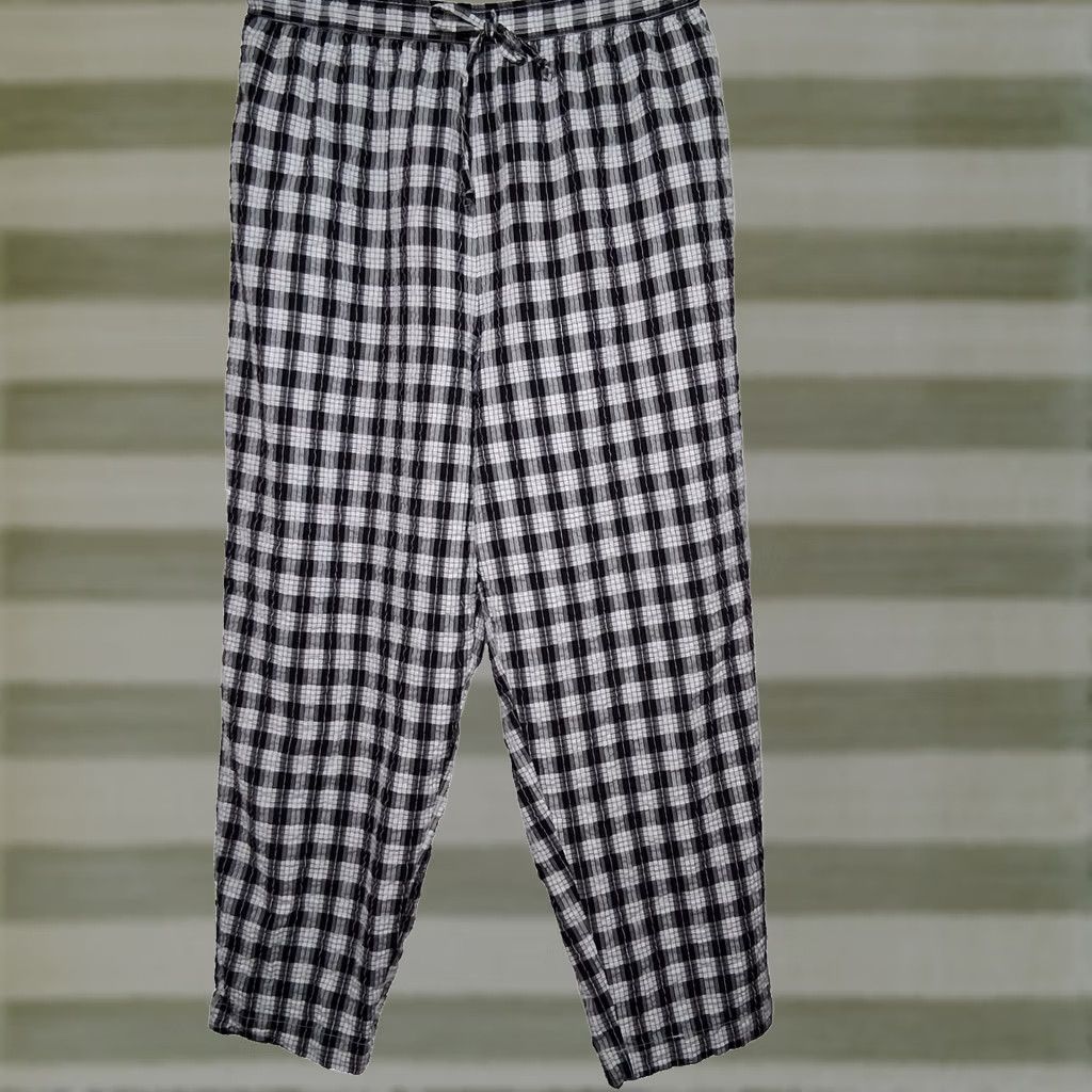 Vintage VINTAGE Fashion Bug Pants Womens 22 Black Plus Size 22W 24W White Plaid Seersucker Elastic Size 40" / US 18 - 1 Thumbnail