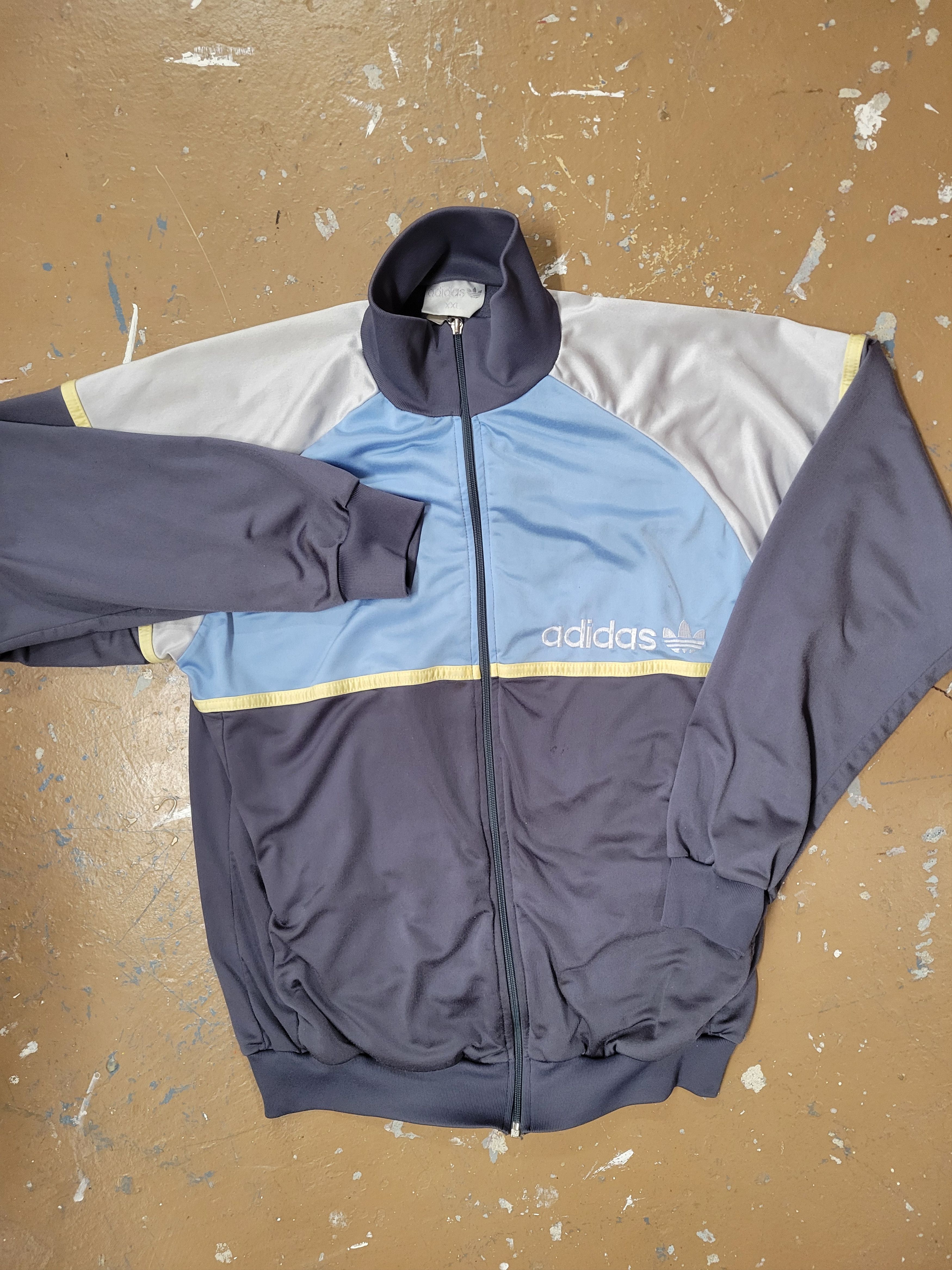 Adidas Vintage 90s Adidas track jacket, XL blue/gray Size US XL / EU 56 / 4 - 6 Thumbnail