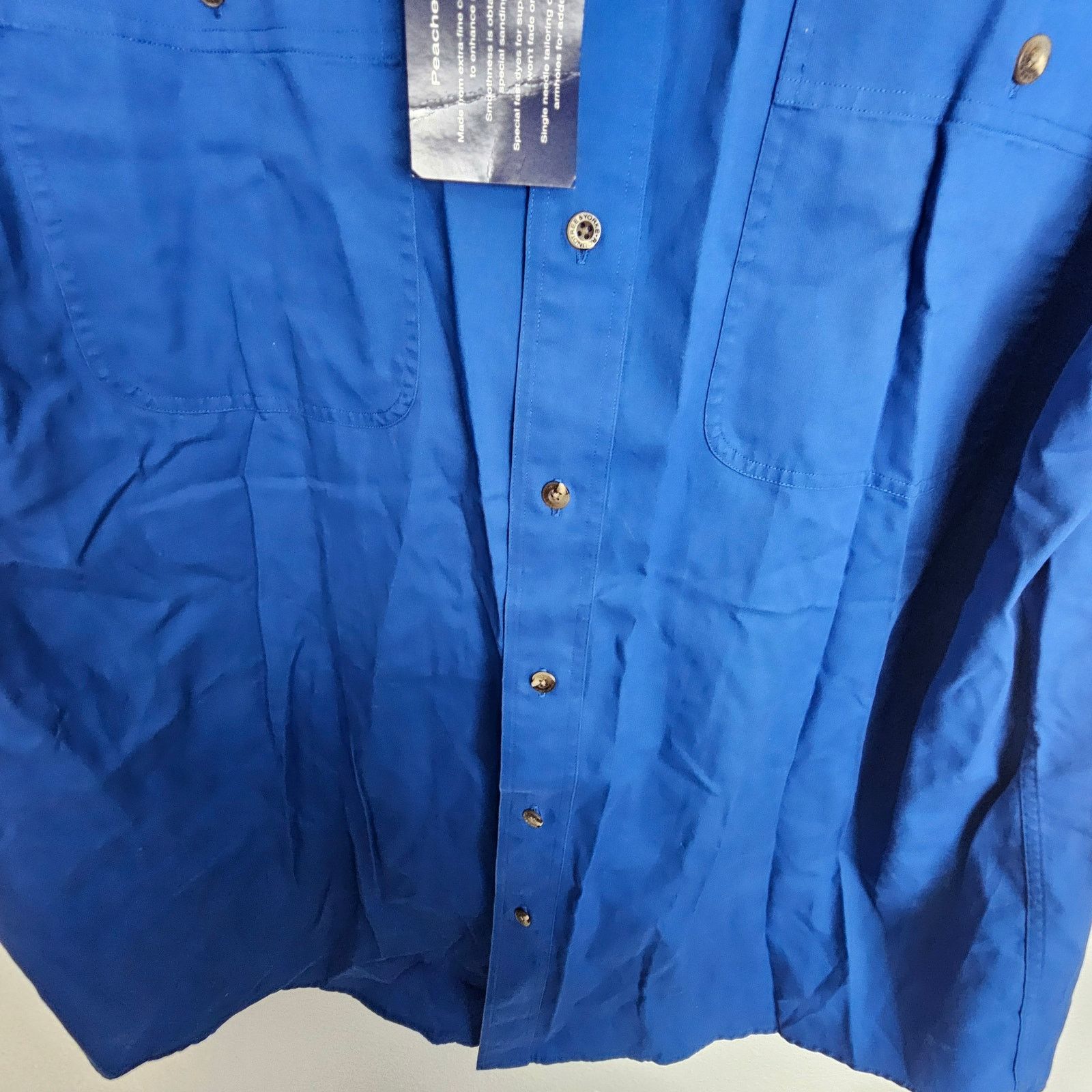 Roundtree & Yorke NEW Roundtree & Yorke Blue Button Shirt Twill Men 2XLT Size US XXL / EU 58 / 5 - 3 Thumbnail