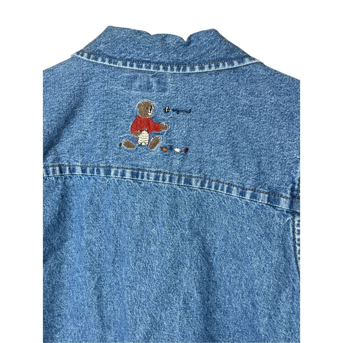 Other Vintage Christopher & Banks Denim Zipper Vest Bear Bees Embr Size M / US 6-8 / IT 42-44 - 11 Thumbnail
