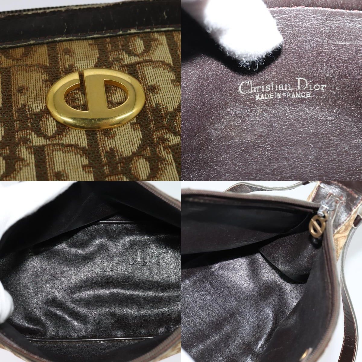 Dior DIOR Trotter Canvas Shoulder Bag Brown Gold Size ONE SIZE - 11 Thumbnail