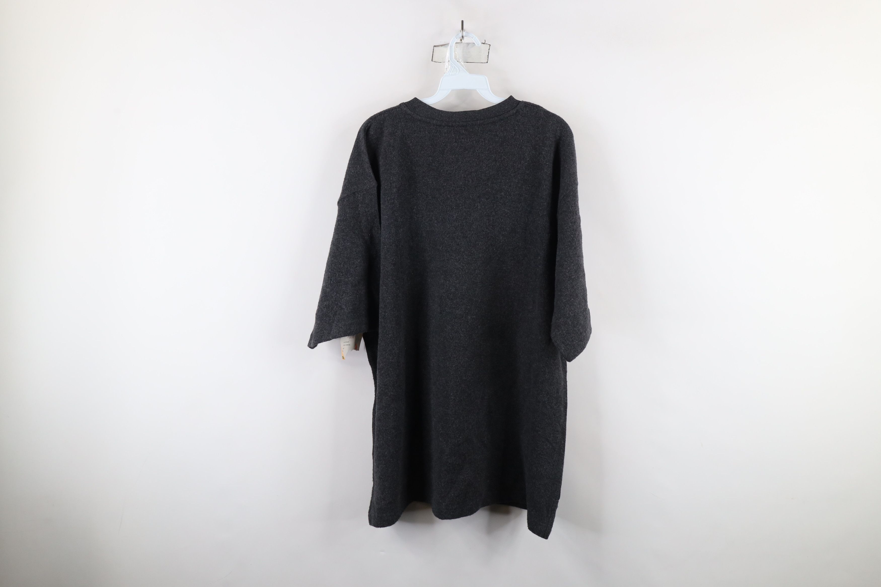 Vintage Deadstock Vintage 90s Streetwear Ribbed Knit T-Shirt Gray Size US L / EU 52-54 / 3 - 8 Thumbnail