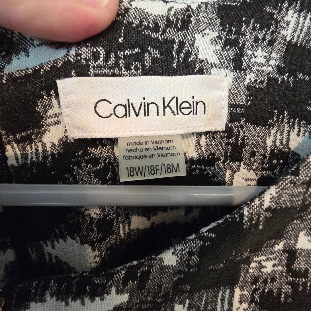 Calvin Klein Calvin Klein Sleeveless Black & White Print Zip Dress - 18W Size XXL / US 16-18 / IT 52-54 - 3 Thumbnail