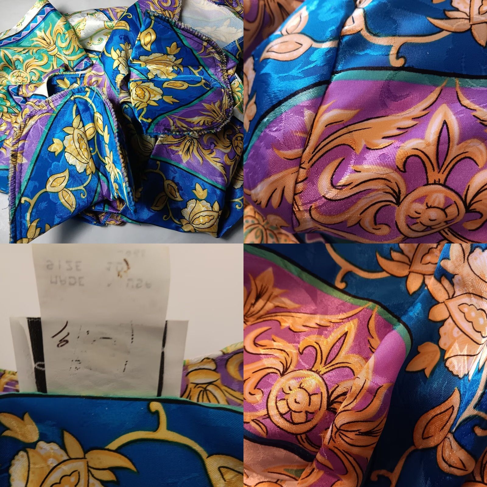 Vintage VINTAGE Lady Carol Of New York Skirt Shirt Set 10 Blue Gold Button Floral Shimm Size L / US 10 / IT 46 - 9 Thumbnail