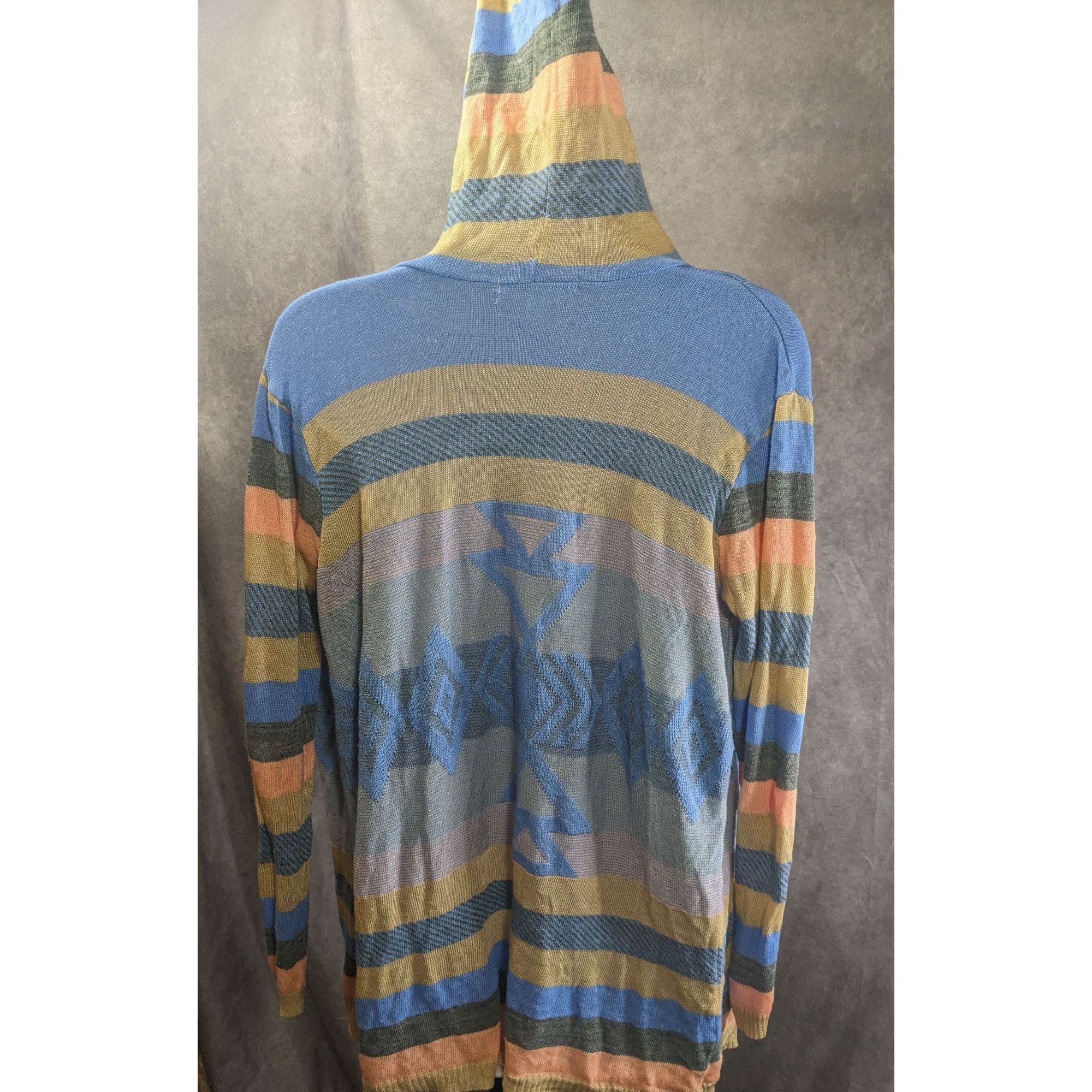 Other Say What? Southwestern Open Front Hooded Cardigan Striped Kn Size S / US 4 / IT 40 - 2 Thumbnail