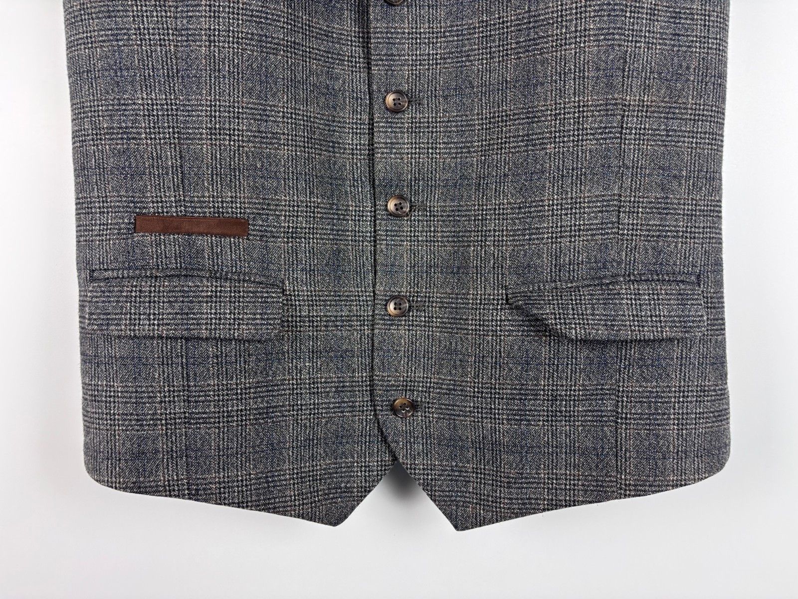 Other Mens Broadstone Bros Tailored Fit Check Waistcoat Gray 42R Size 42R - 3 Thumbnail