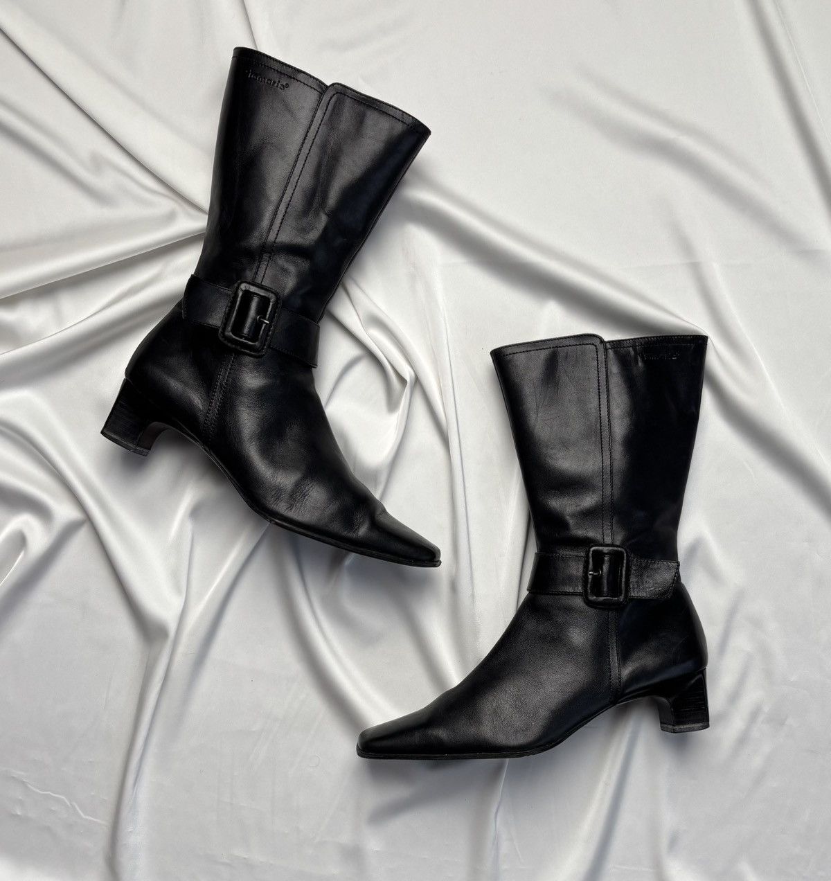 Avant Garde x Vintage Tamaris Vintage Kitty Heel Shoes Boots in Black, Women's (Size 9)