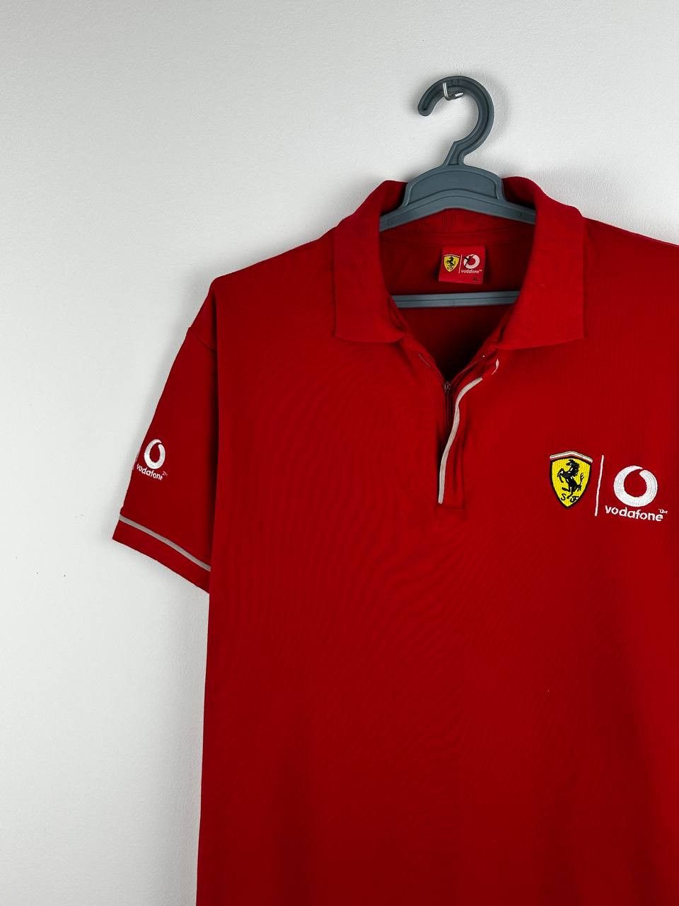 Ferrari × Formula 1 Vintage 90s Racing Ferrari Vodafone Zip Polo T Shirt Size US XL / EU 56 / 4 - 3 Thumbnail