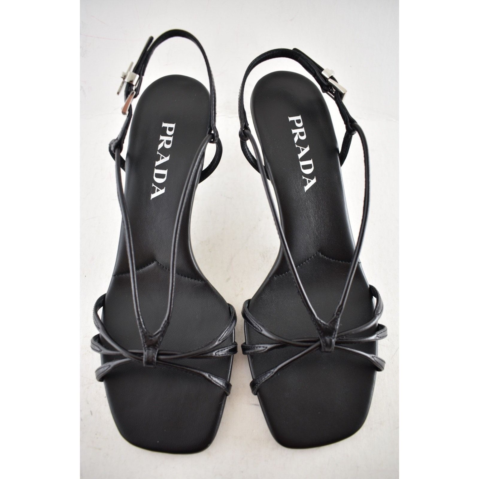 Prada Prada Black Leather Strappy Slingback Kitten Heel Sandal 41 Size US 11 / IT 41 - 10 Thumbnail