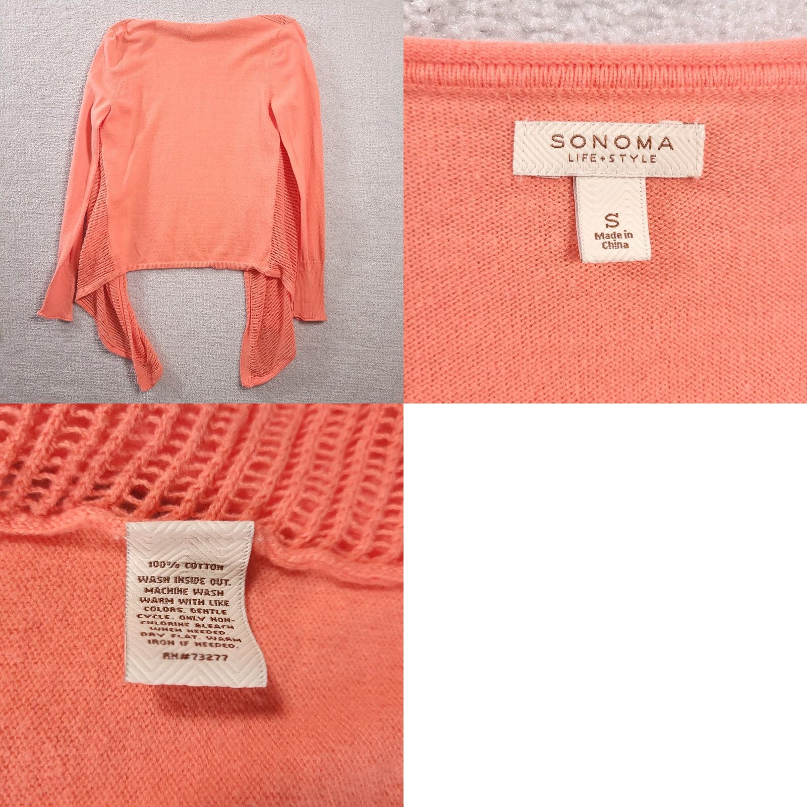 Vintage Sonoma Cardigan Sweater Women's Small Orange Open Front Open Knit L/S Size S / US 4 / IT 40 - 8 Thumbnail