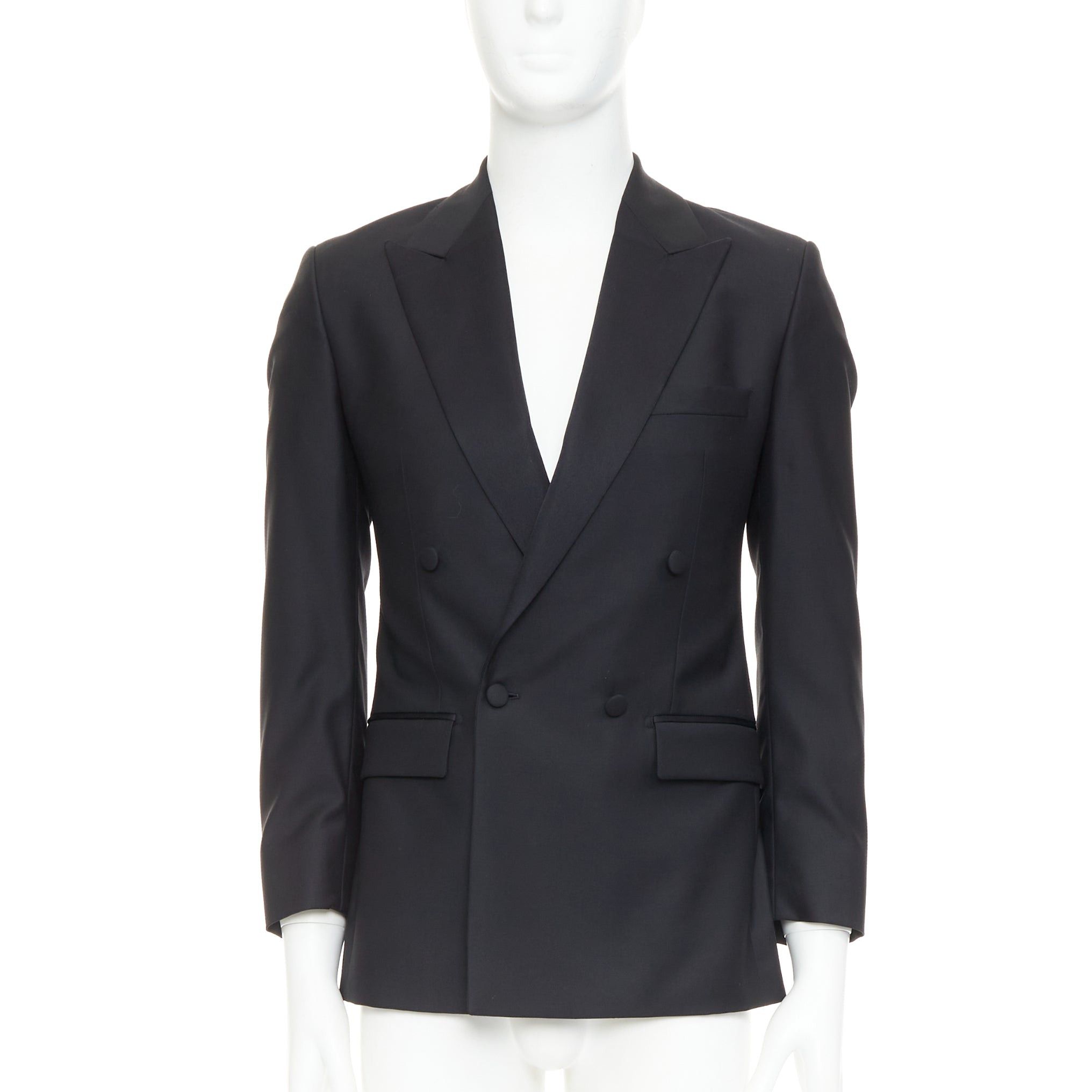 Other HAYWARD black wool mohair peak lapel double breasted tuxedo suit Sz36 XS Size 46R - 1 Thumbnail
