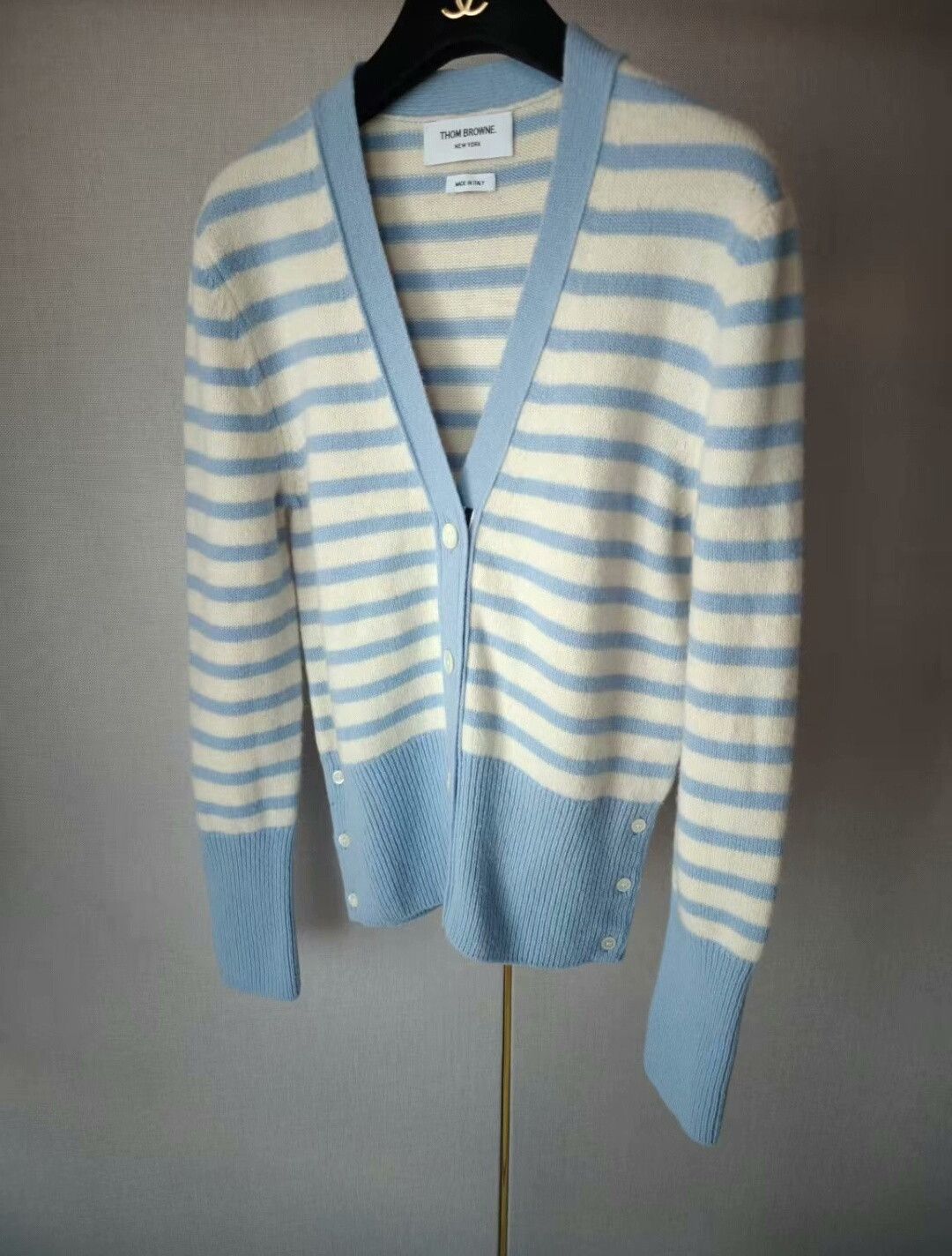 Tory Burch TB Cashmere Striped Cardigan Size M / US 6-8 / IT 42-44 - 1 Thumbnail