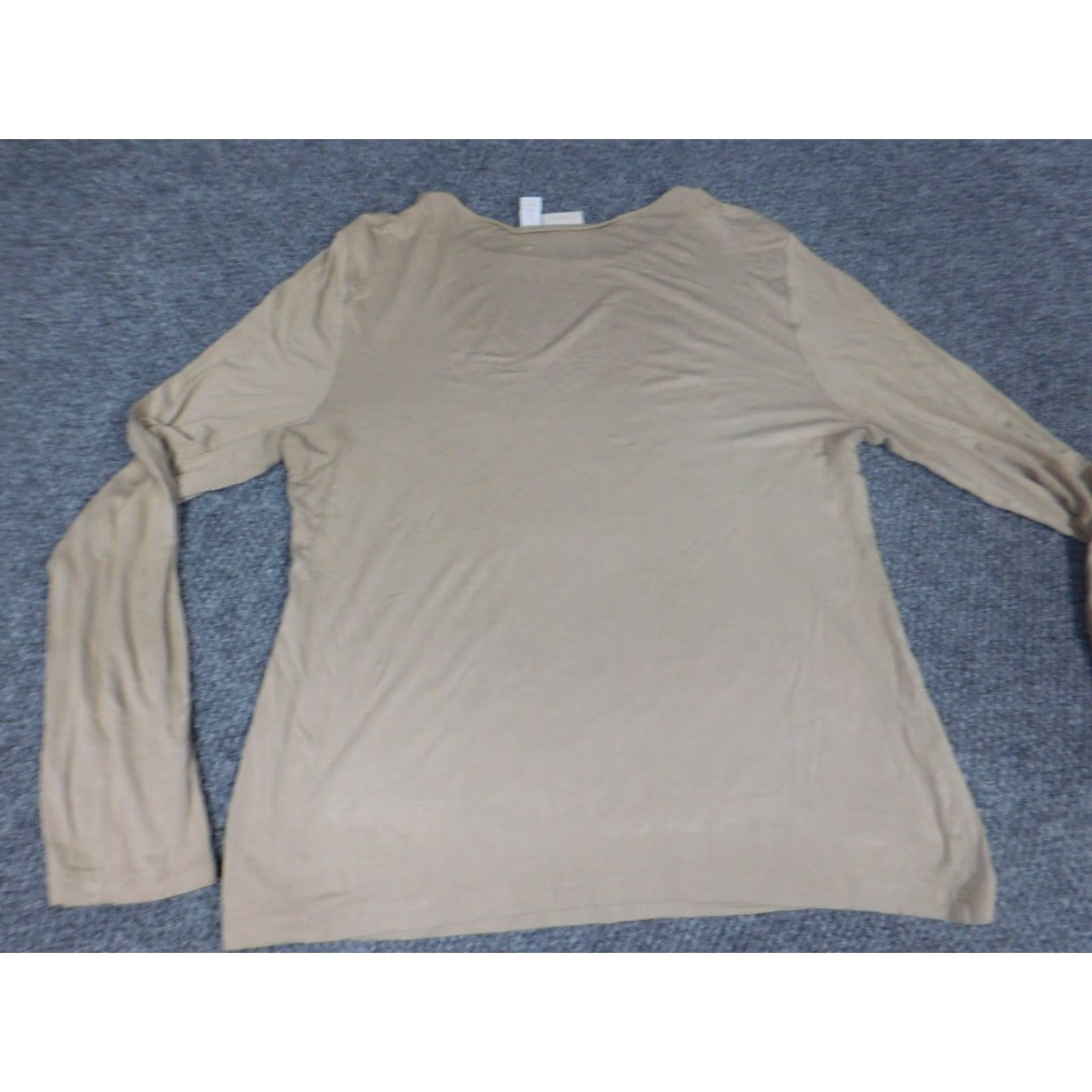 Vintage Chicos Blouse Shirt Womens 1 Beige Rayon Spandex Crew Neck Long Sleeve Stretch Casual Button Size XS / US 0-2 / IT 36-38 - 7 Thumbnail