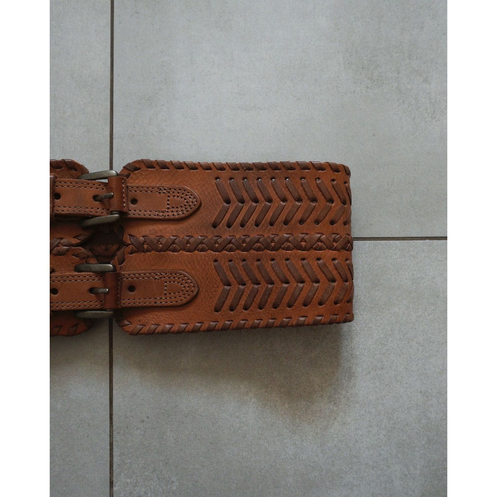 Allsaints Allsaints spitalfields double brown leather belt Size ONE SIZE - 2 Thumbnail