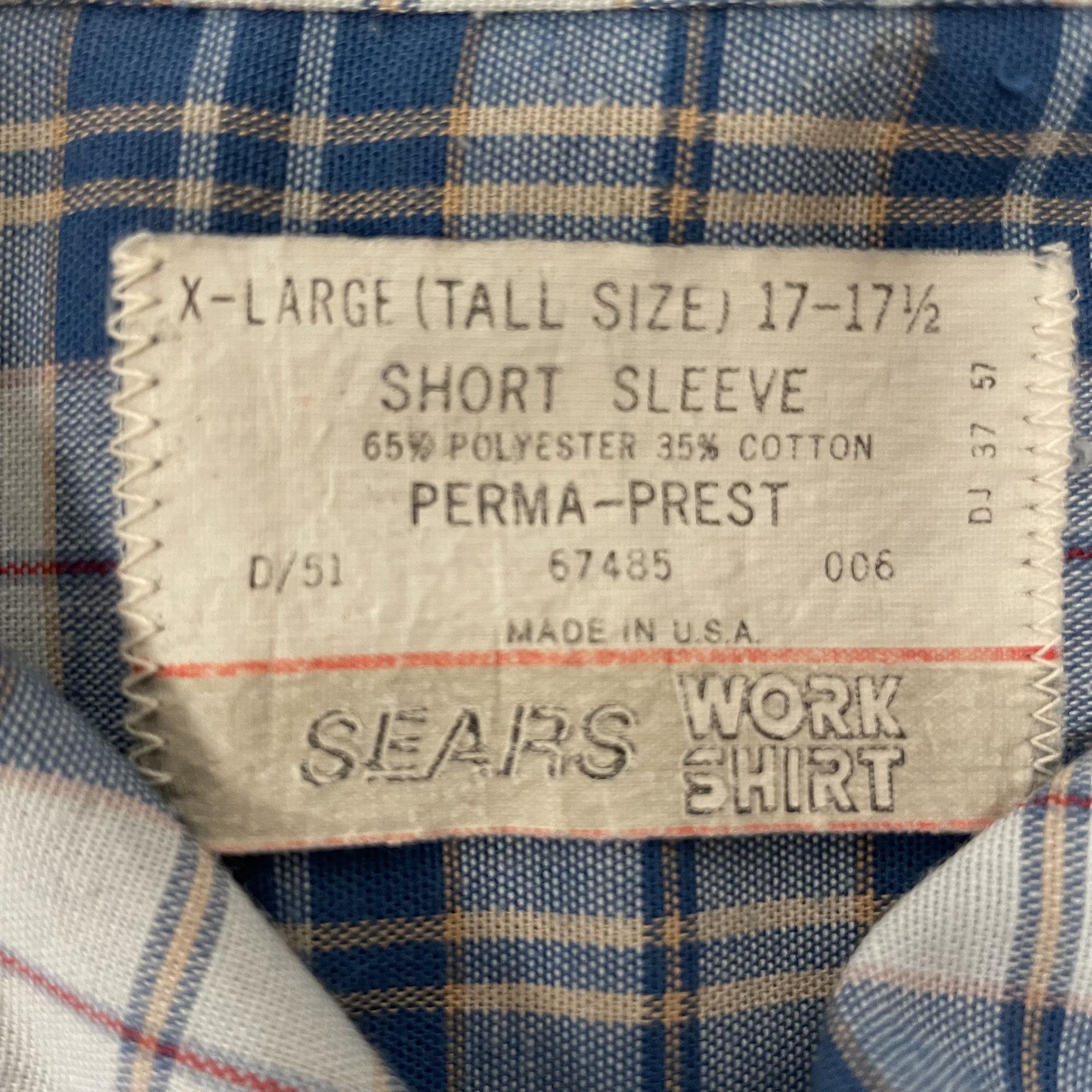 Sears Vtg Sears Work Wear SHADOW PLAID Rockabilly Thin Shirt Size US XL / EU 56 / 4 - 4 Thumbnail