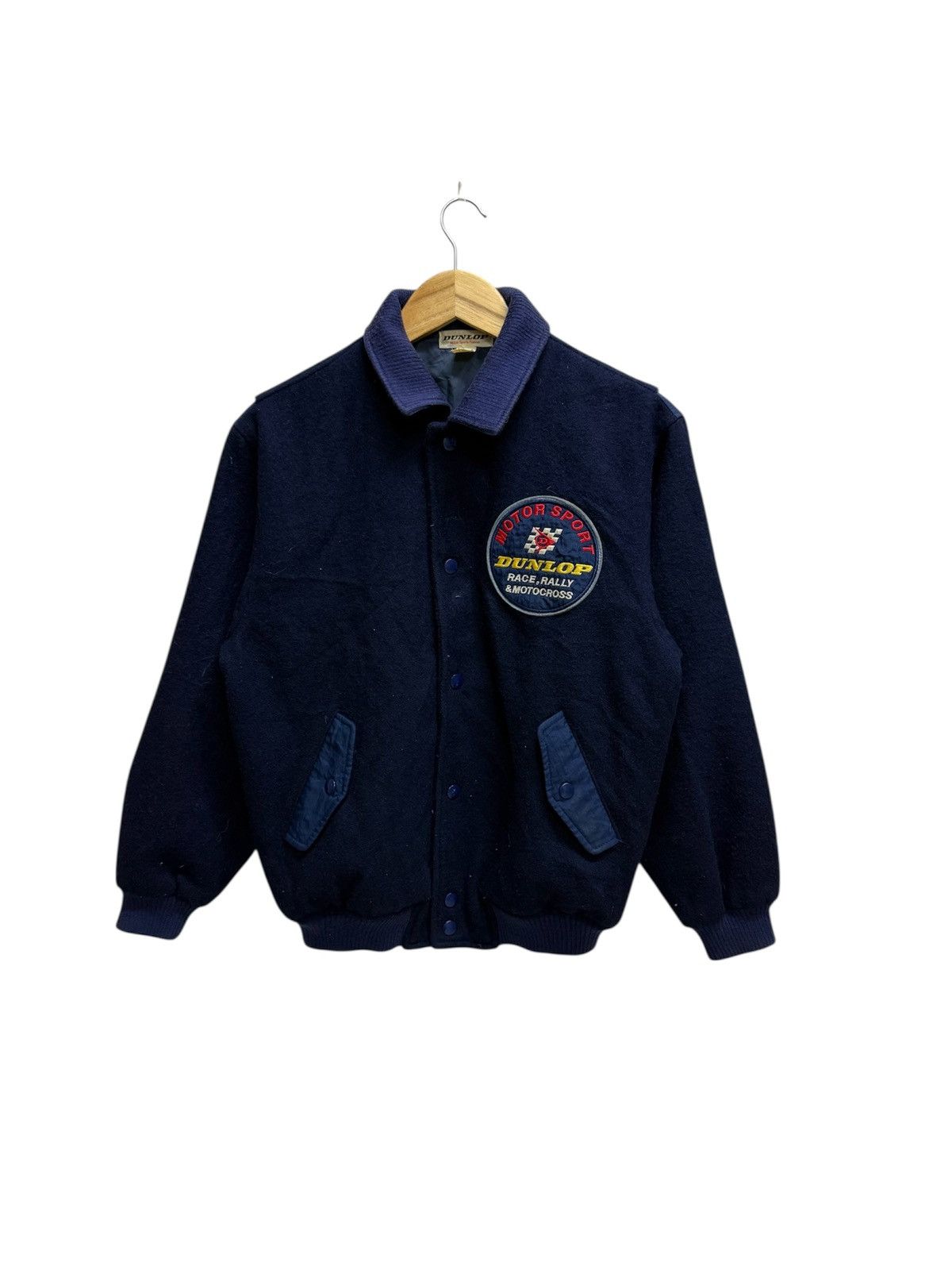Dunlop Vintage 90s Dunlop Motorsports Fashion Wool Varsity Jacket Size US S / EU 44-46 / 1 - 1 Thumbnail