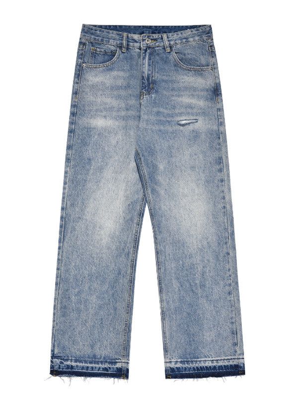 Jean Street style washed straight loose-fitting ripped jeans Size US 32 / EU 48 - 5 Thumbnail