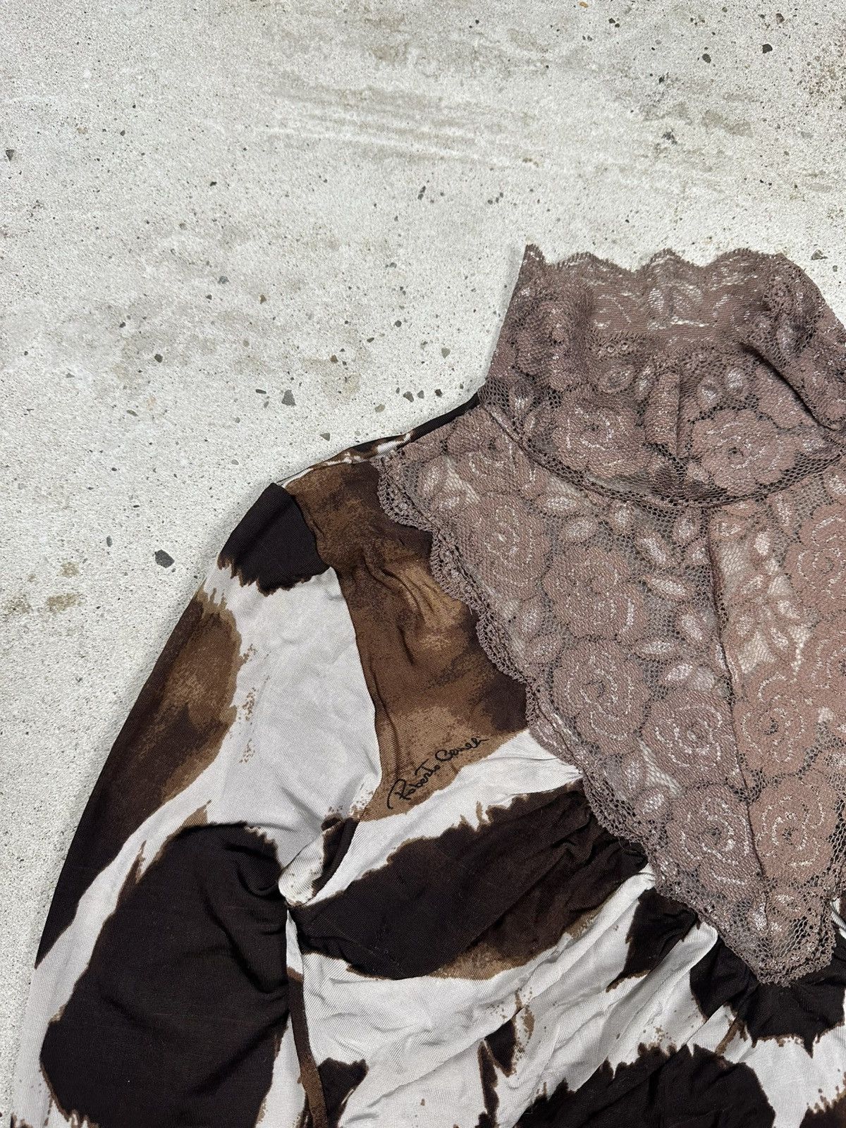 Roberto Cavalli Roberto Cavalli 2000s Cowhide Effect Lace Trim Blouse Top Size S / US 4 / IT 40 - 7 Thumbnail