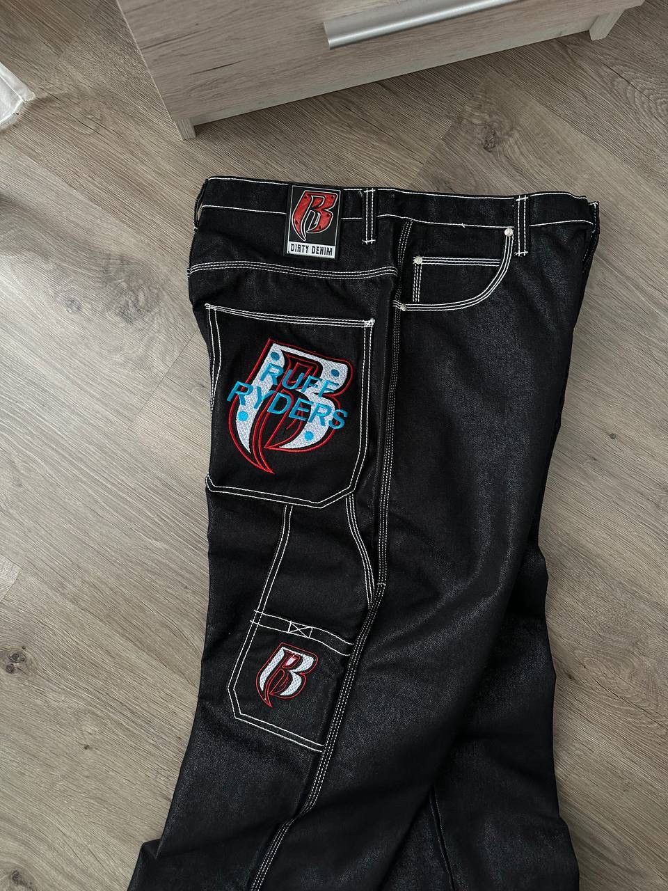 Japanese Brand × Vintage Vintage Japanese Ruff Ryders Baggy Black Pants Size US 34 / EU 50 - 13 Thumbnail