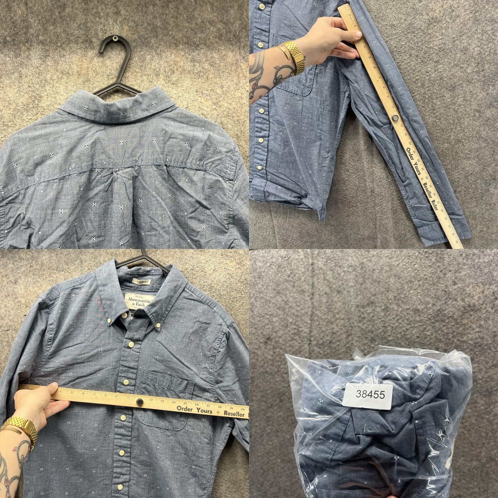 Abercrombie & Fitch Abercrombie & Fitch Shirt Mens Small Gray Muscle Fit Long Sleeve Button Down Size US S / EU 44-46 / 1 - 8 Thumbnail