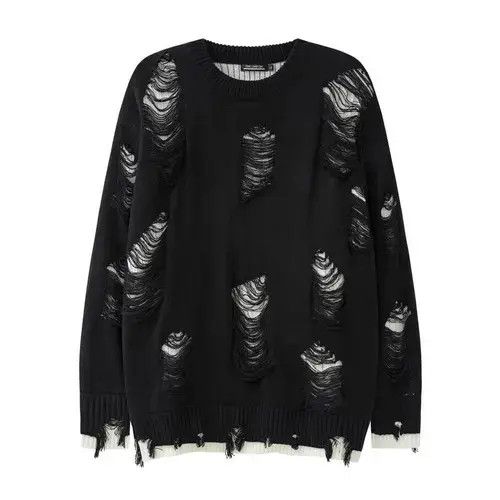 Japanese Brand High Street Black White Two Sided Neck Knit Sweater Men's Size US M / EU 48-50 / 2 - 2 Thumbnail