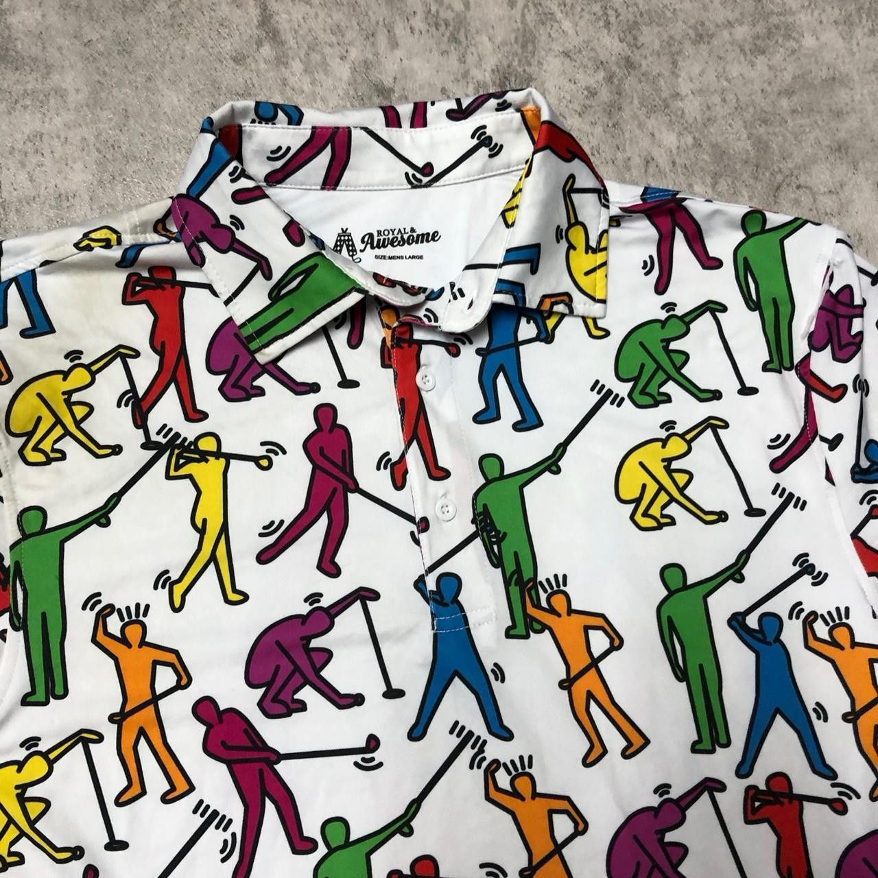 Other White golf shirt with multi-coloured print #golfstyle Size US L / EU 52-54 / 3 - 2 Thumbnail