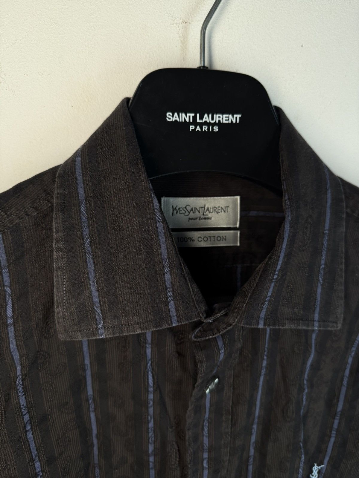 Yves Saint Laurent Paisley YSL Shirt Brown Button up Vintage Collar Dress y2k Size US L / EU 52-54 / 3 - 10 Thumbnail