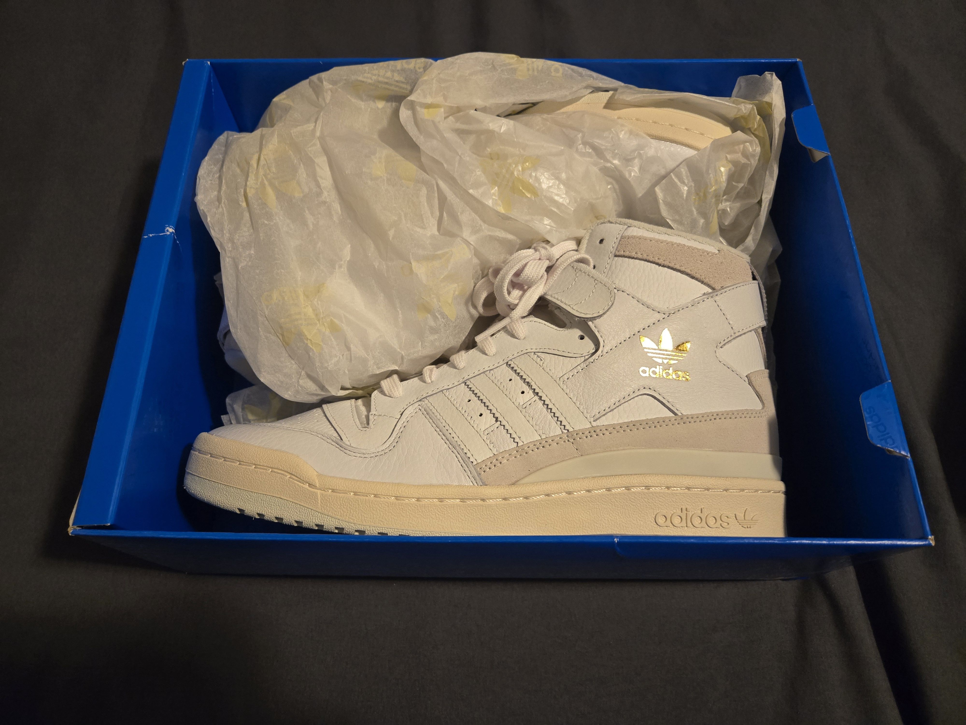 Adidas Forum 84 Hi White/Gold Size US 11 / EU 44 - 4 Thumbnail