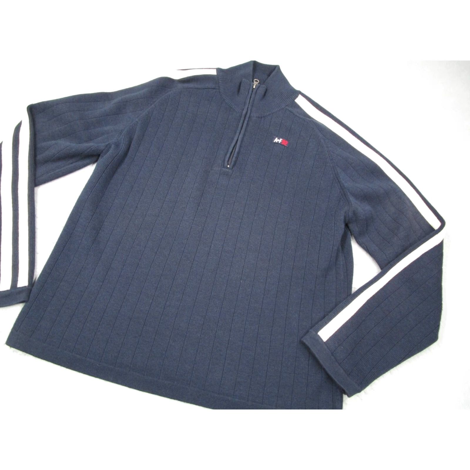 Abercrombie & Fitch VINTAGE Abercrombie Fitch Sweater Mens XL Blue AF 92 1/4 Zip Knit Pullover Y2K Size US XL / EU 56 / 4 - 2 Thumbnail